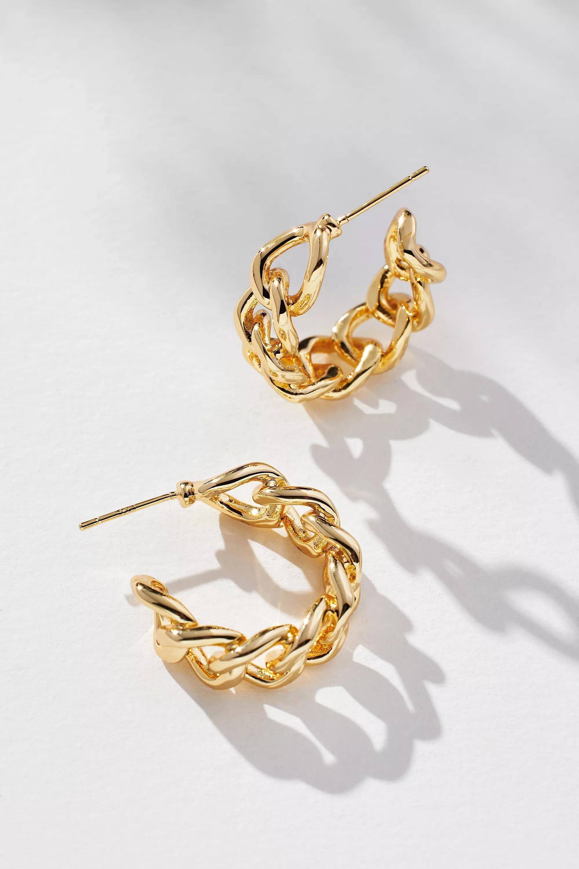 Nautical Rope Hoop Earrings, Gold, A501_0070, large image number 0