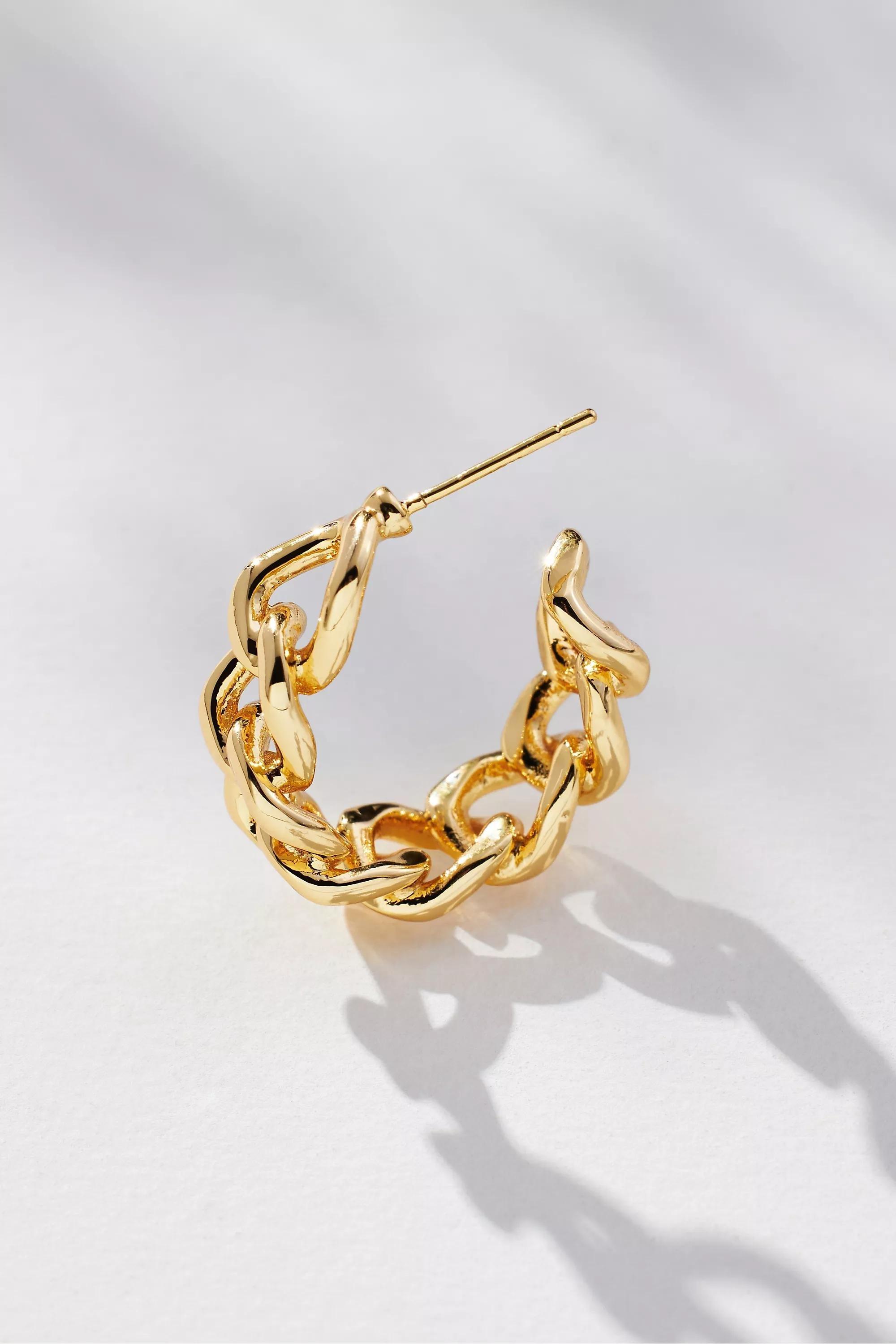 Nautical Rope Hoop Earrings, Gold, A501_0070, large image number 1