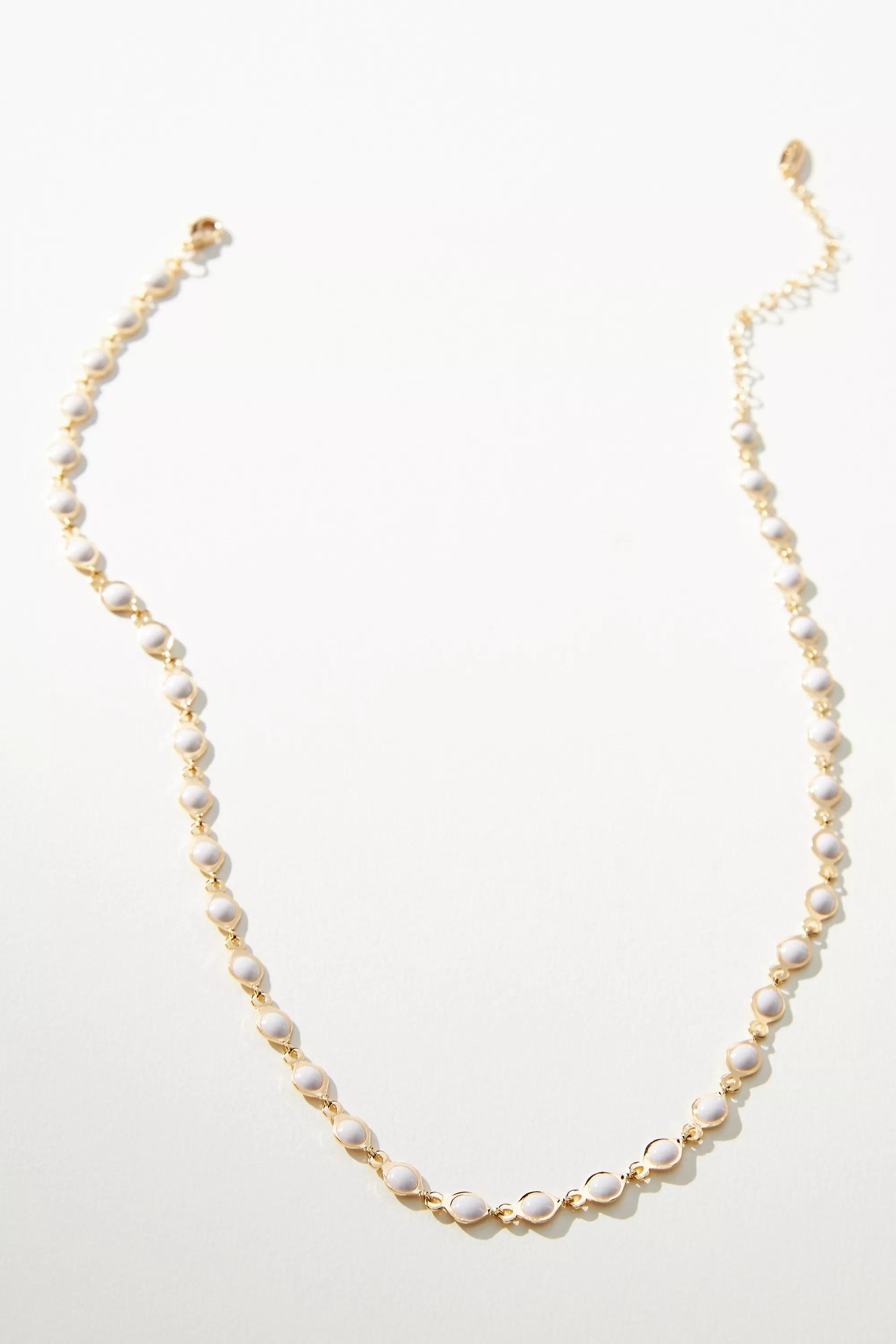 14K Gold-Plated Colourful Gem Necklace, White, A501_0010, large image number 0