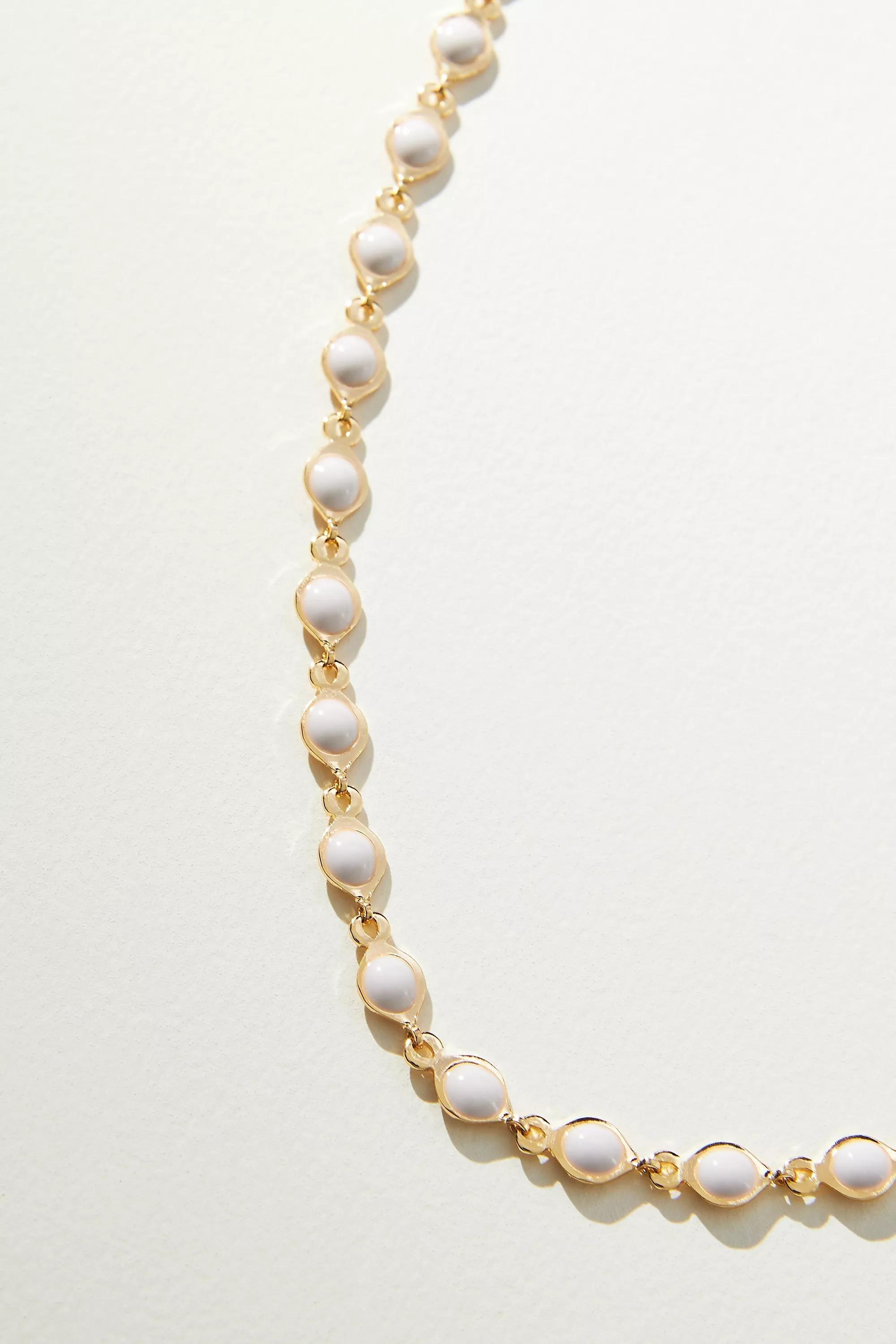 14K Gold-Plated Colourful Gem Necklace, White, A501_0010, large image number 2