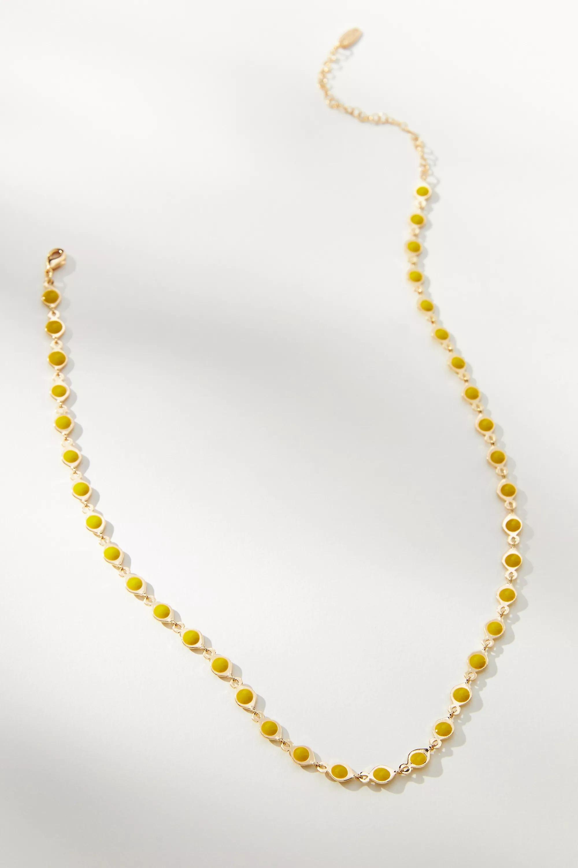 14K Gold-Plated Colourful Gem Necklace, Yellow, A501_0034, large image number 0