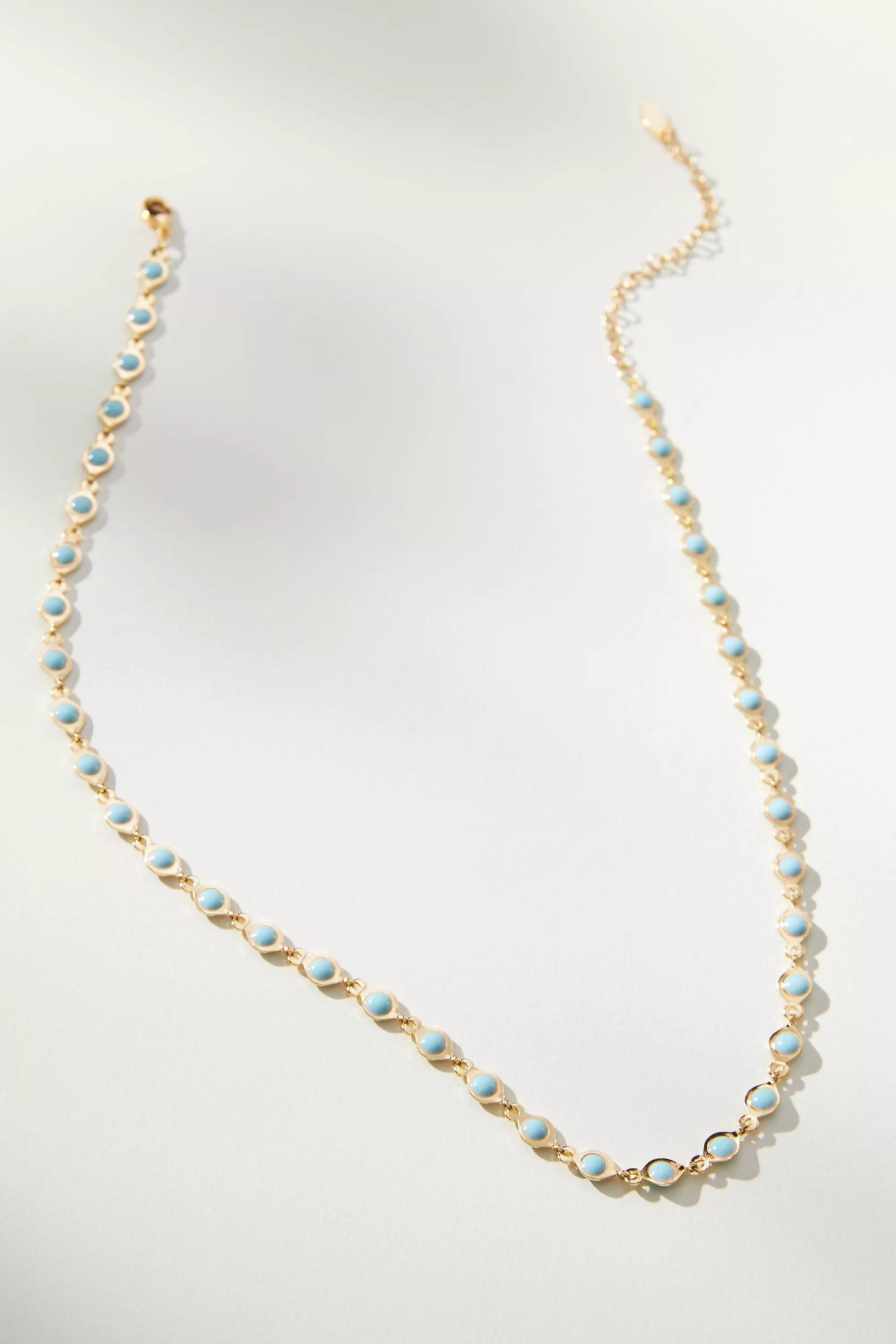 14K Gold-Plated Colourful Gem Necklace, Blue, A501_0045, large image number 0