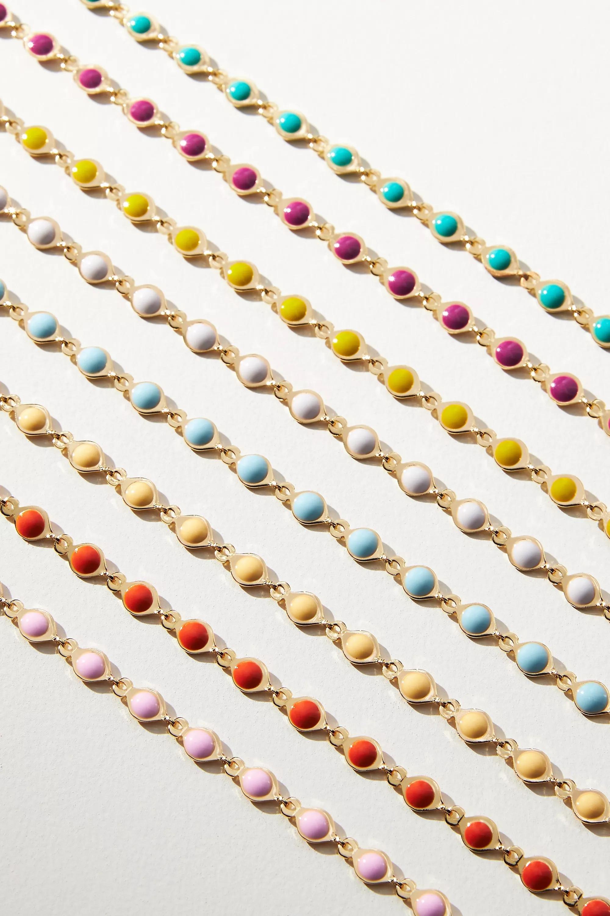 14K Gold-Plated Colourful Gem Necklace, Blue, A501_0045, large image number 1