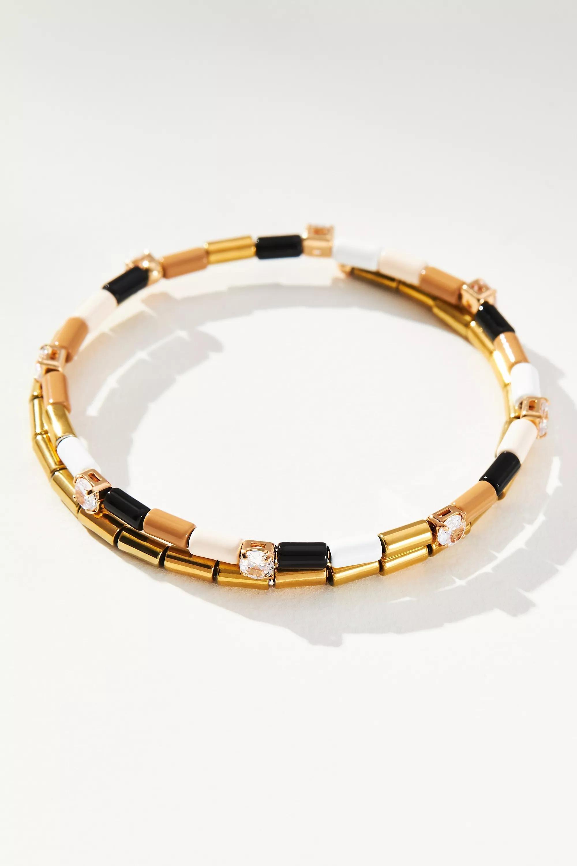 14K Gold-Plated Beaded Spiral Bracelet, Multicolour, A501_0014, large image number 0
