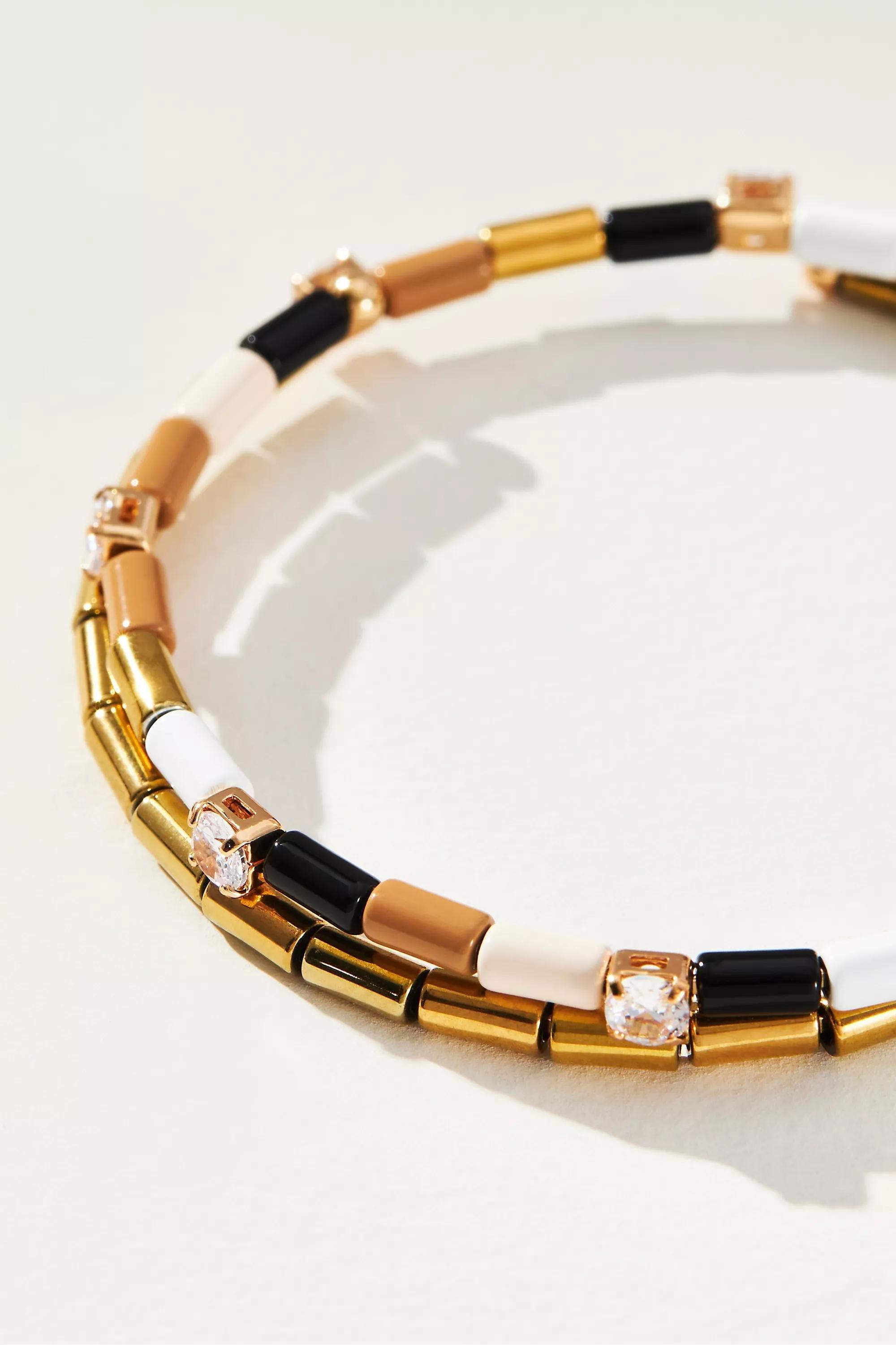 14K Gold-Plated Beaded Spiral Bracelet, Multicolour, A501_0014, large image number 1