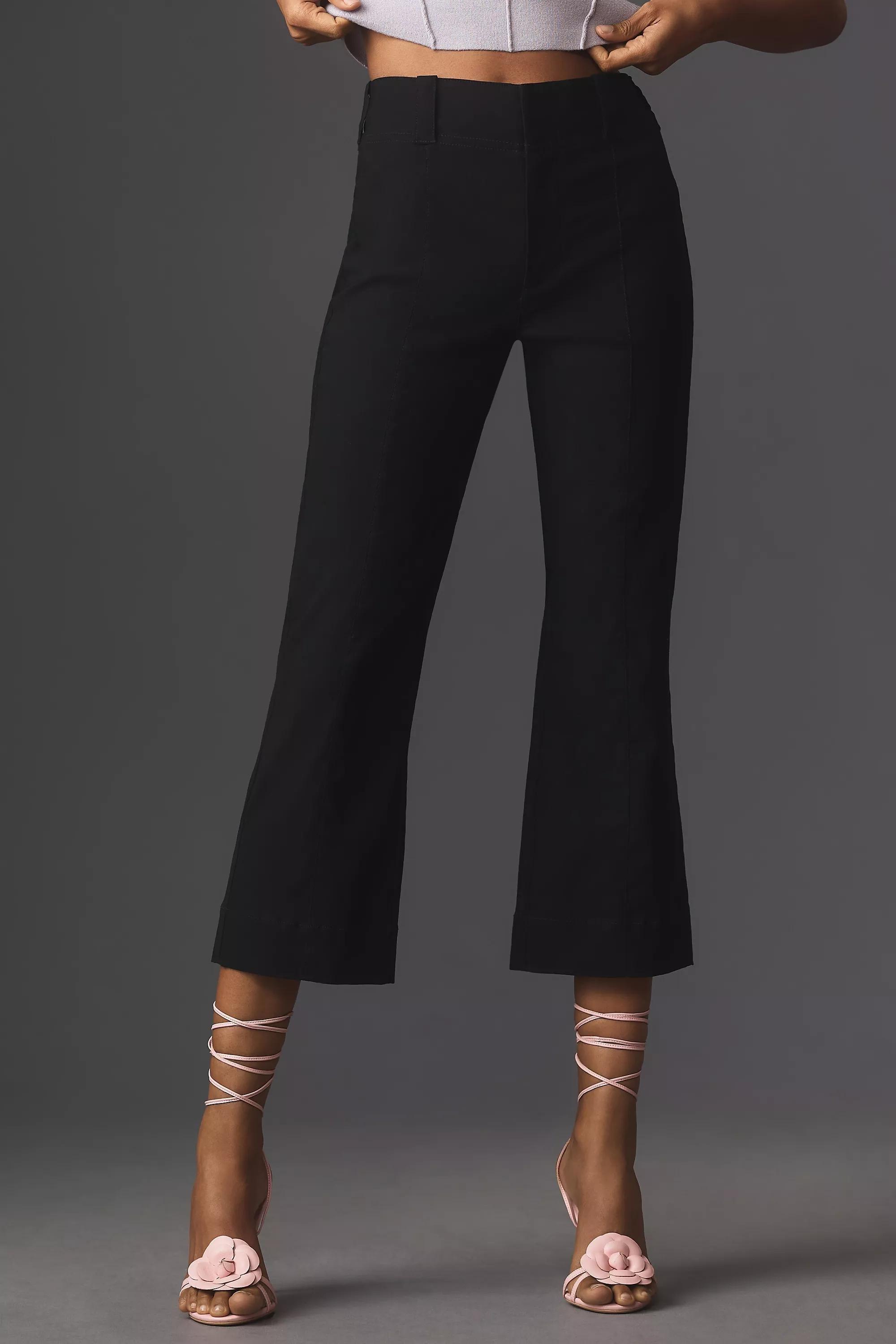 Maeve 70S Cropped Kick-Flare Trousers, Black, , large image number 1