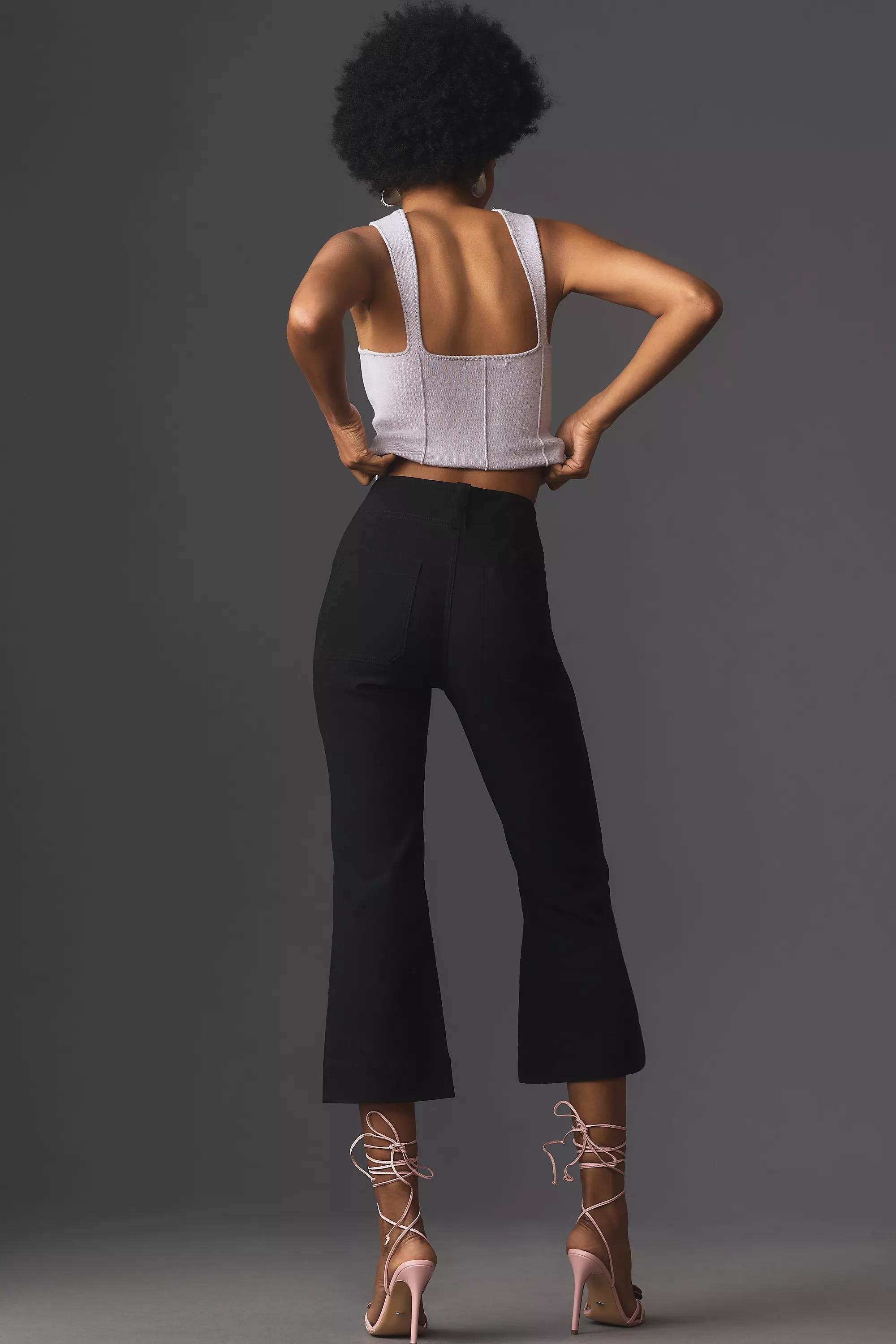 Maeve 70S Cropped Kick-Flare Trousers, Black, , large image number 2