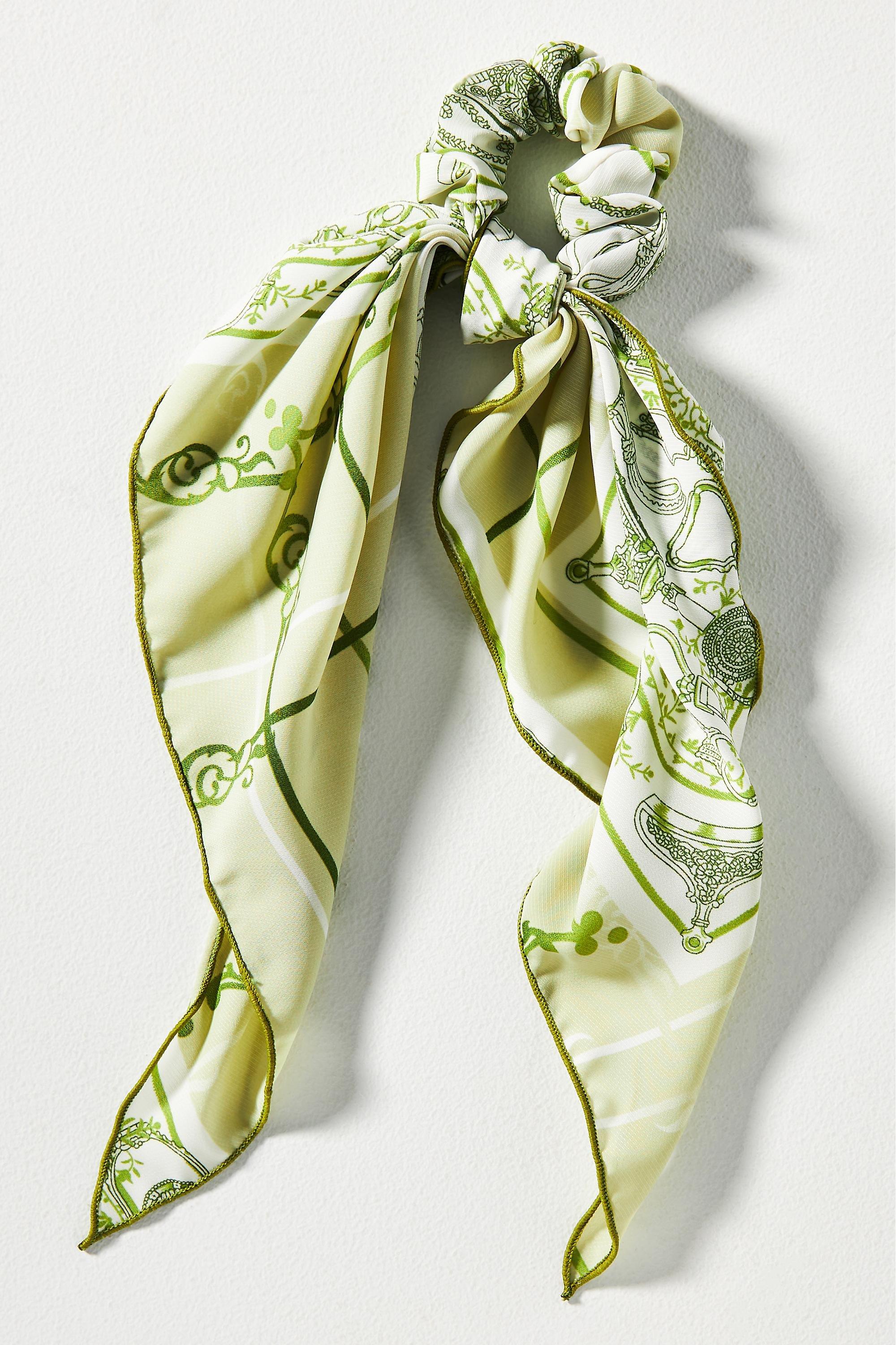 Printed Hair Scarf, Green, A501_0030, large image number 0