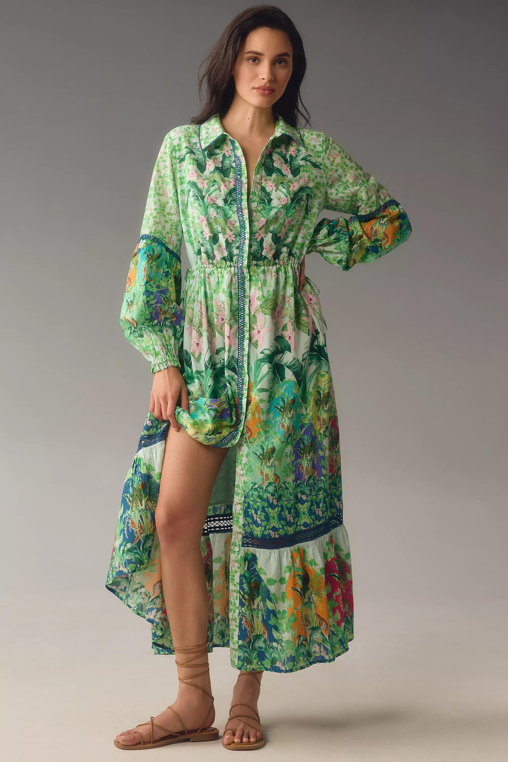 MINT By Anthropologie Long-Sleeve Printed Maxi Shirt Dress, , large image number 0