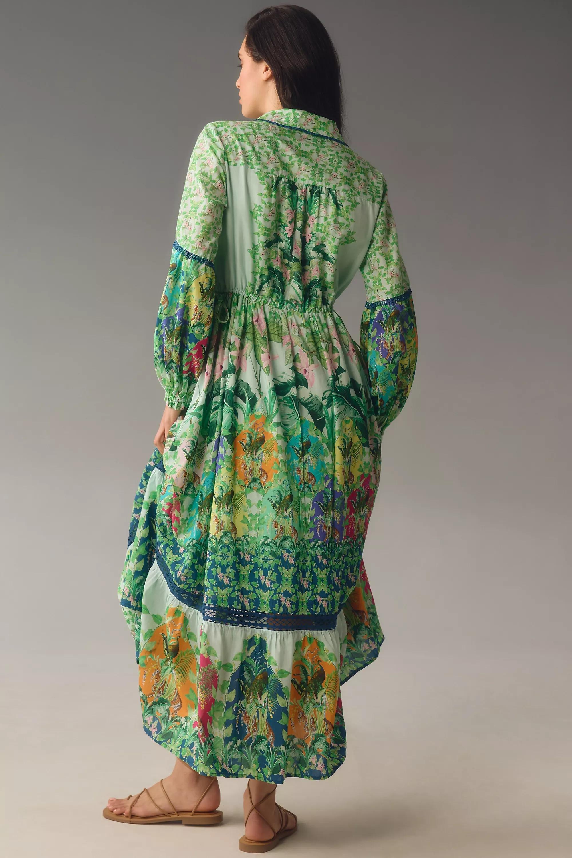 MINT By Anthropologie Long-Sleeve Printed Maxi Shirt Dress, , large image number 1