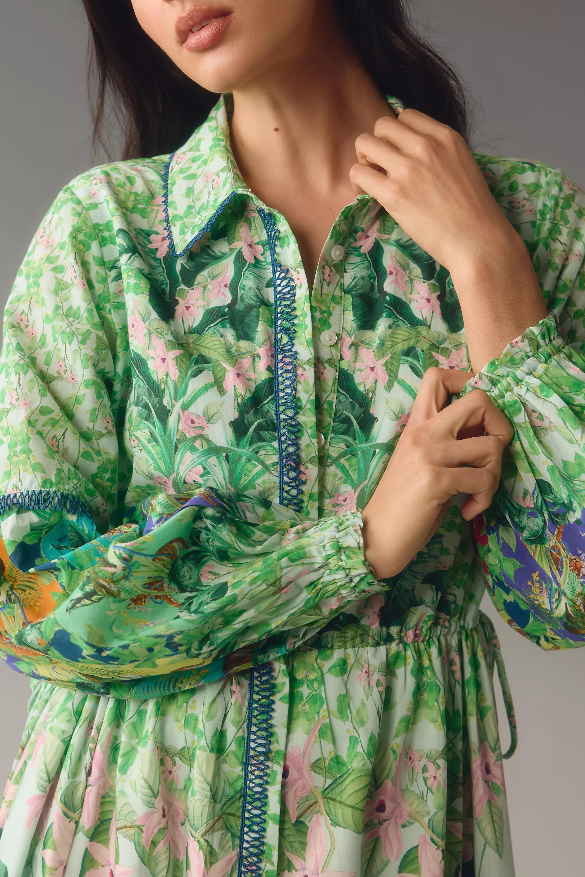 MINT By Anthropologie Long-Sleeve Printed Maxi Shirt Dress, , large image number 2