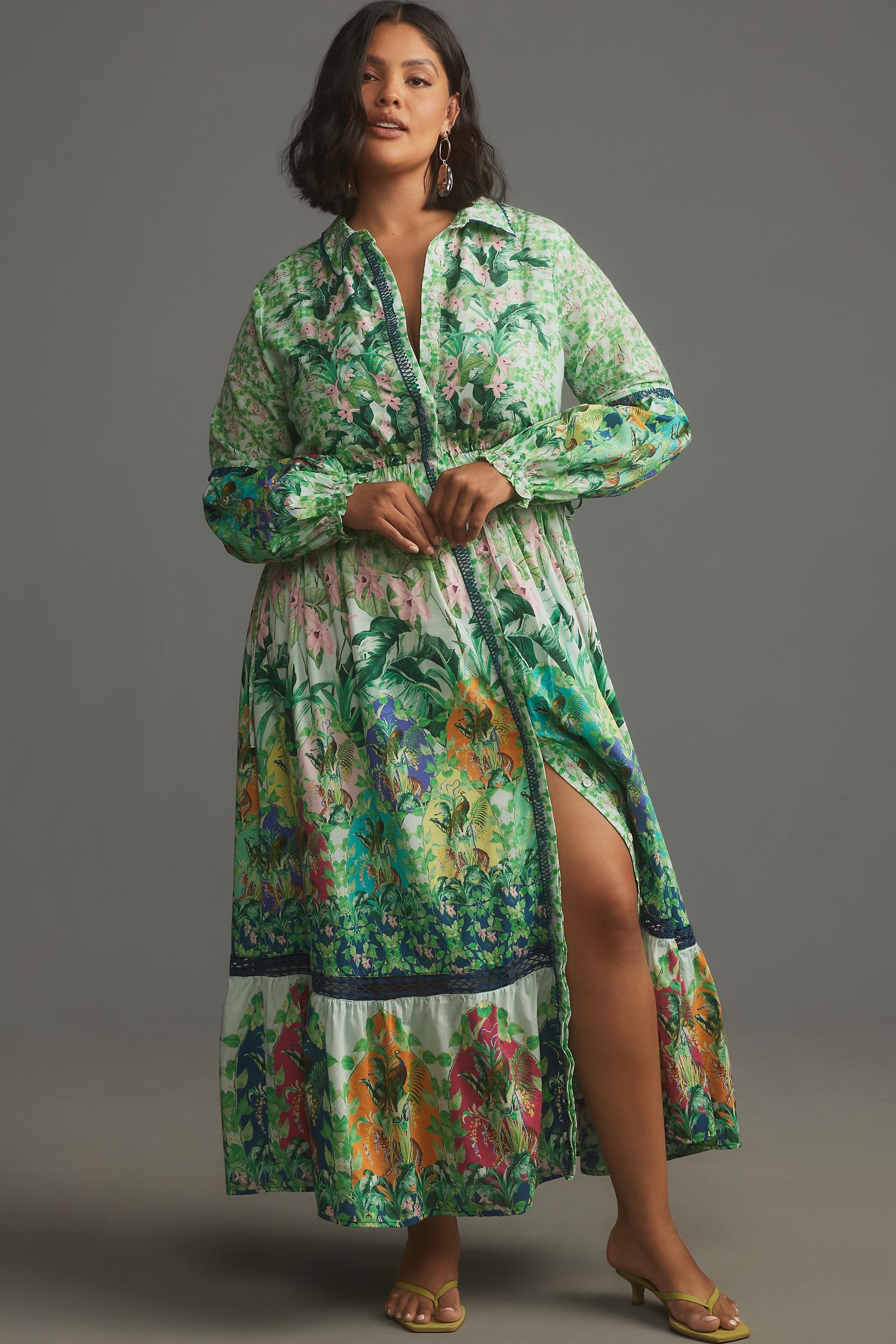 MINT By Anthropologie Long-Sleeve Printed Maxi Shirt Dress, , large image number 3