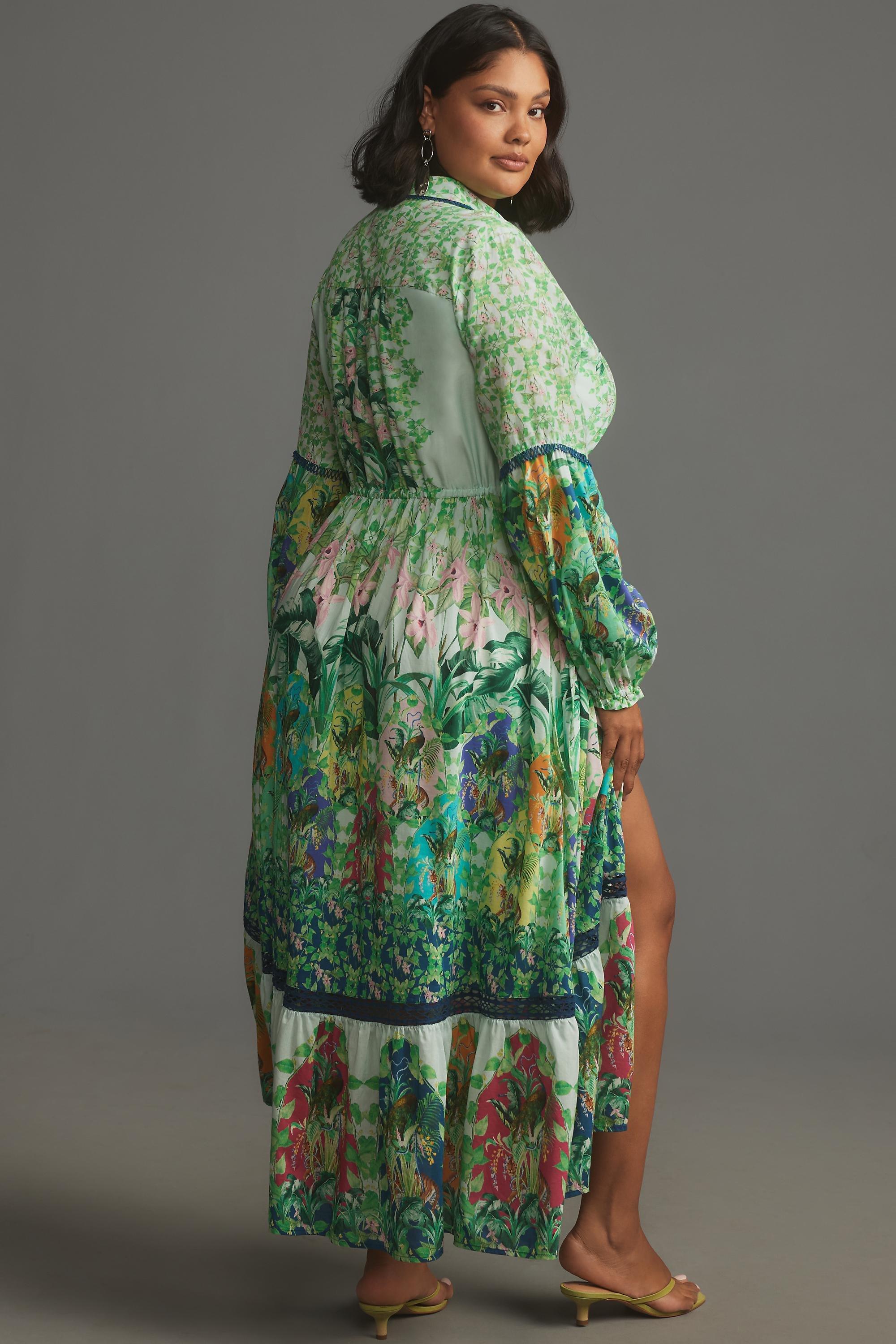 MINT By Anthropologie Long-Sleeve Printed Maxi Shirt Dress, , large image number 4