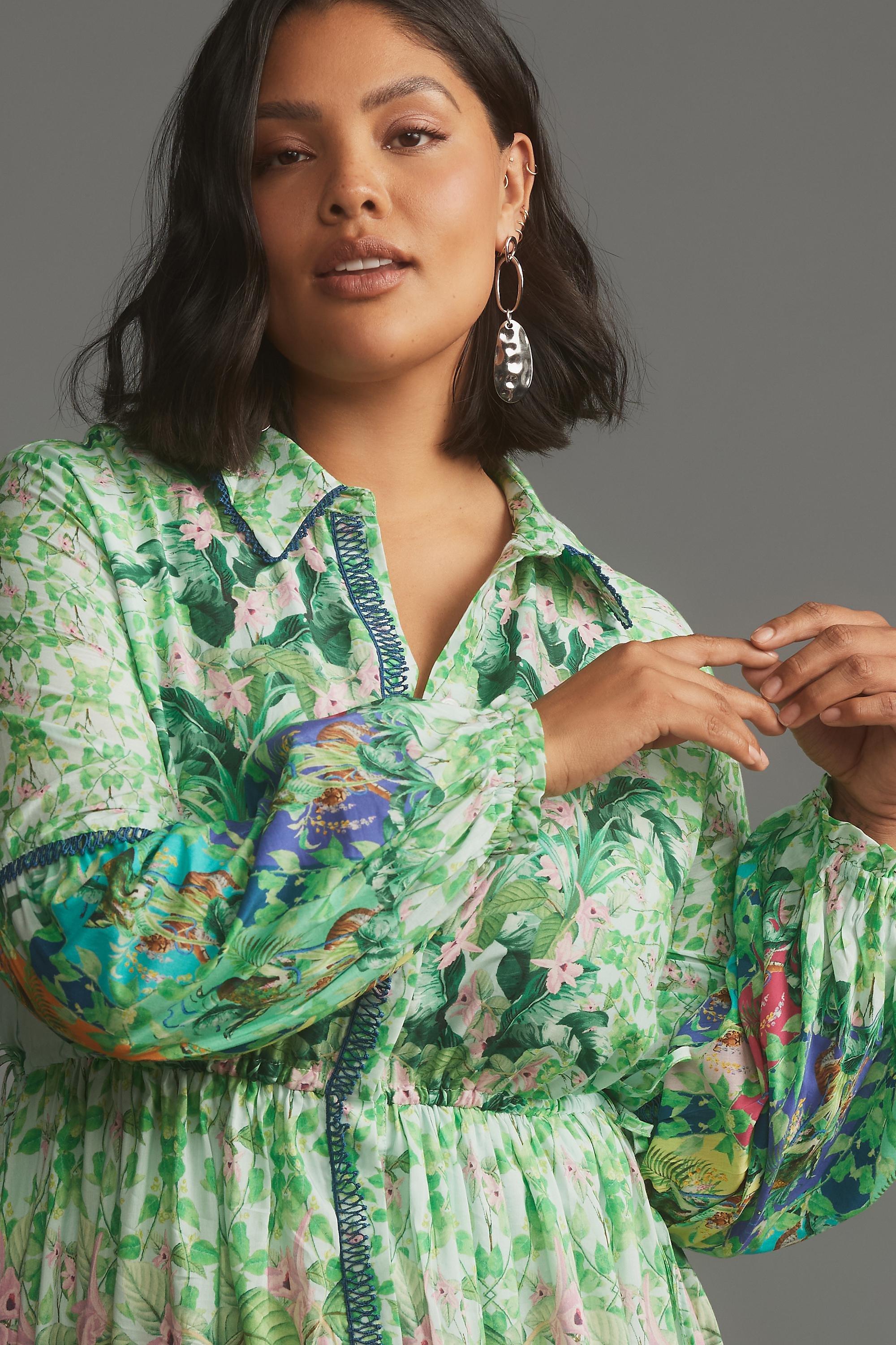 MINT By Anthropologie Long-Sleeve Printed Maxi Shirt Dress, , large image number 5