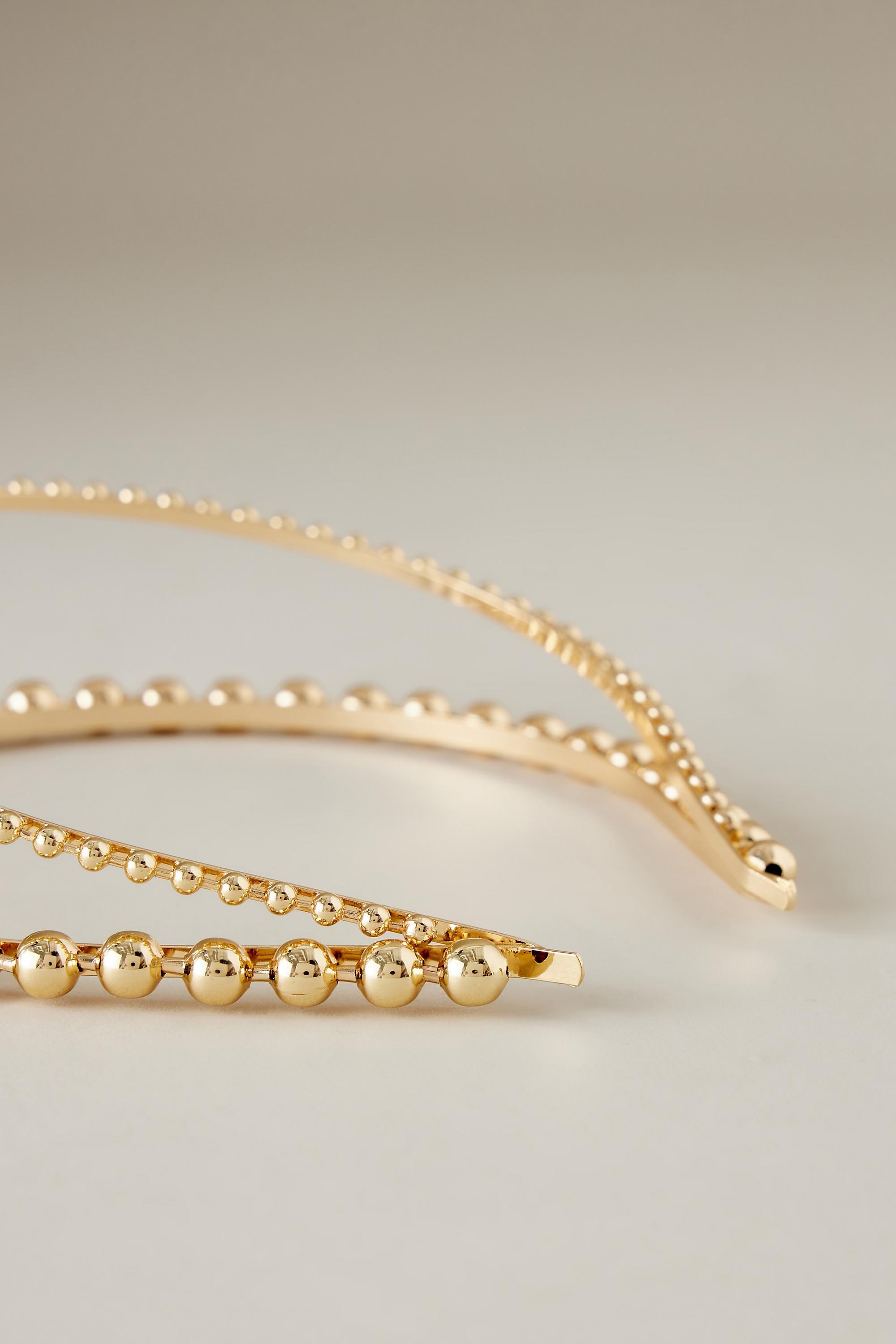 Pearl Double Row Headband, Gold, A501_0070, large image number 1
