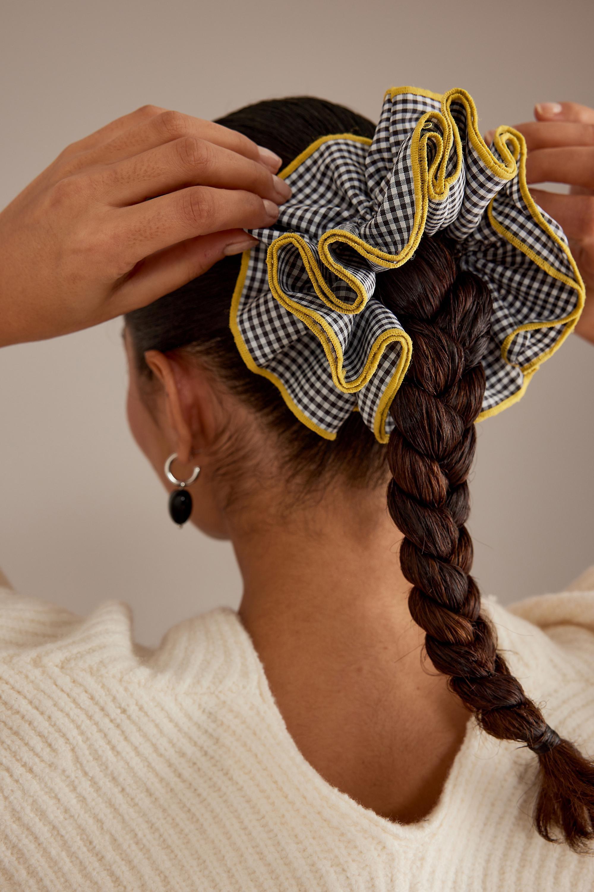 Oversized Hair Scrunchie, Navy, A501_0041, large image number 0