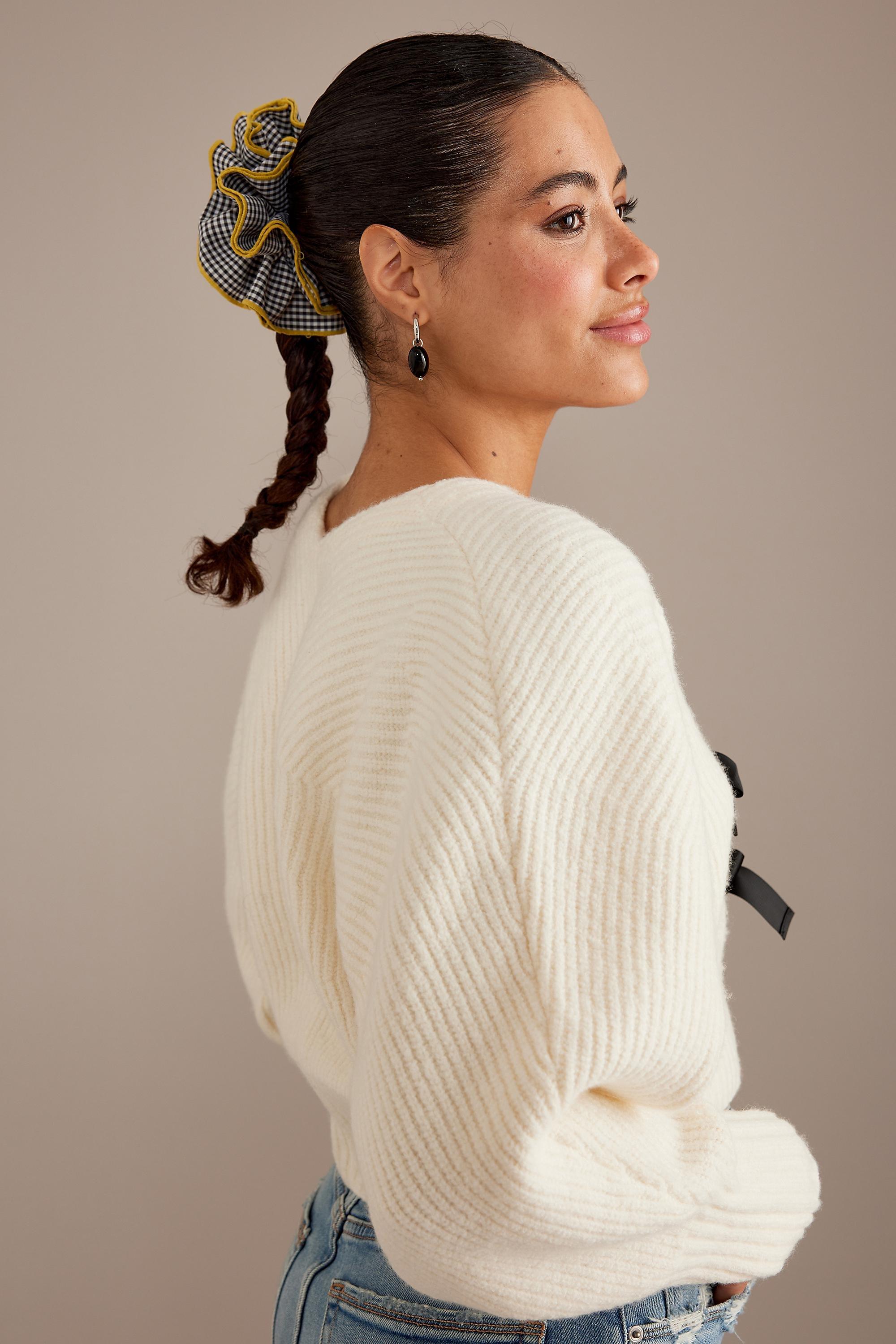 Oversized Hair Scrunchie, Navy, A501_0041, large image number 1