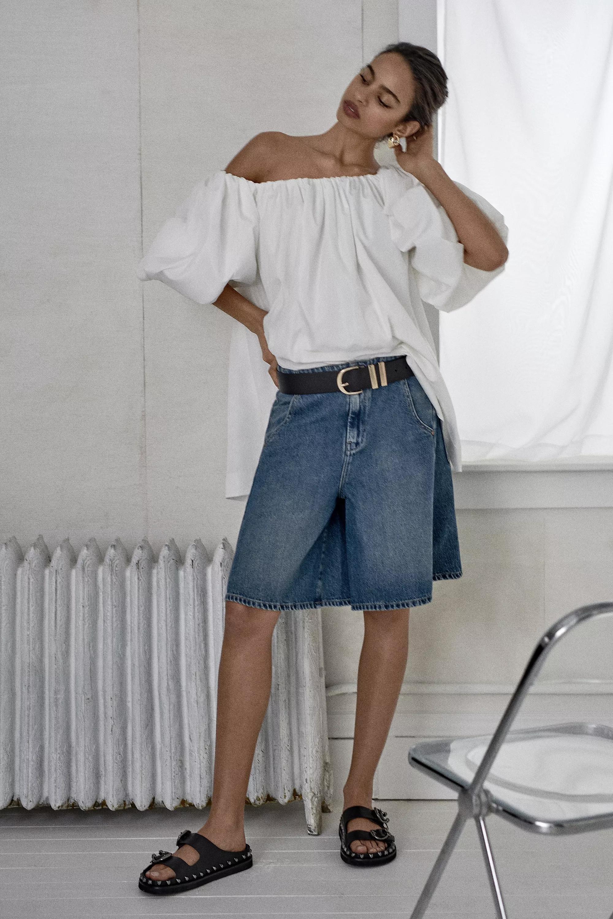 By Pilcro Gaucho Denim Shorts, Blue, A501_0091, large image number 2