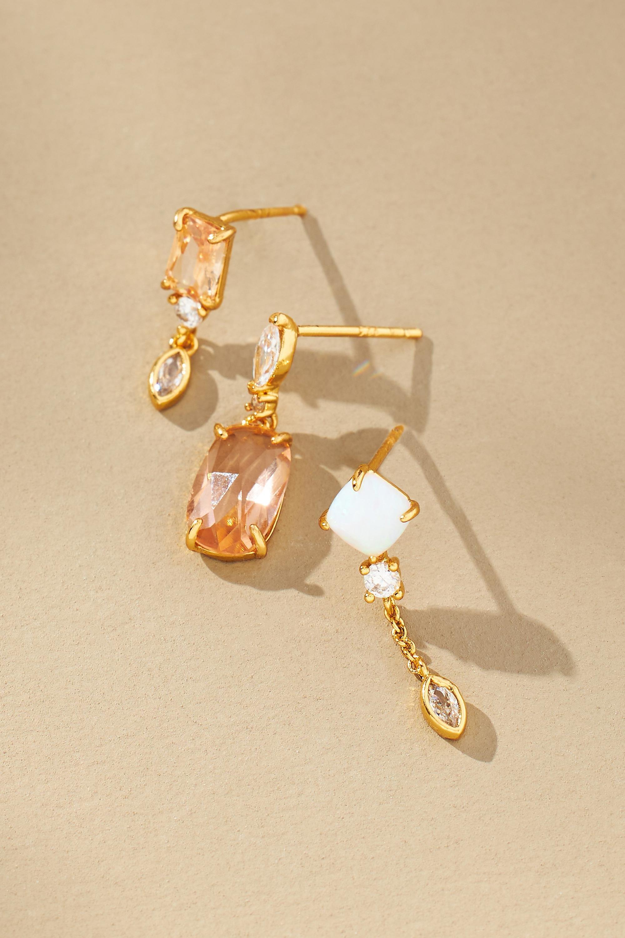 Delicate Gem Drop Earrings, Set Of 3, Pink, A501_0066, large image number 1