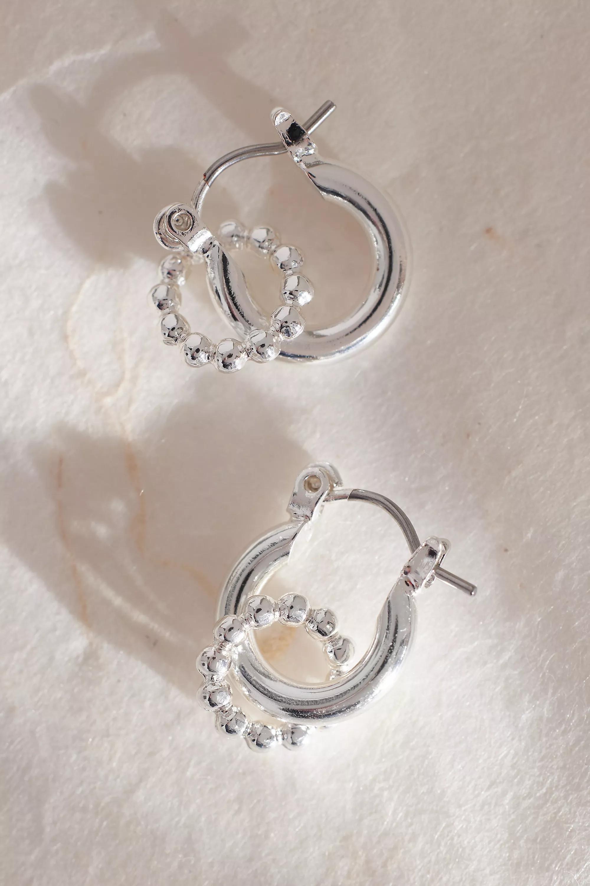 Drop Hoop Earrings, Silver, A501_0007, large image number 0