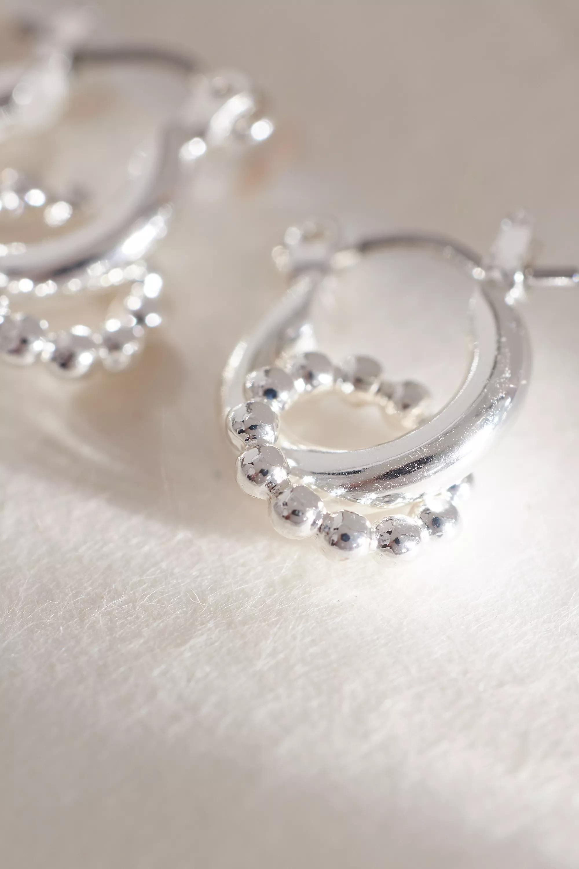 Drop Hoop Earrings, Silver, A501_0007, large image number 1