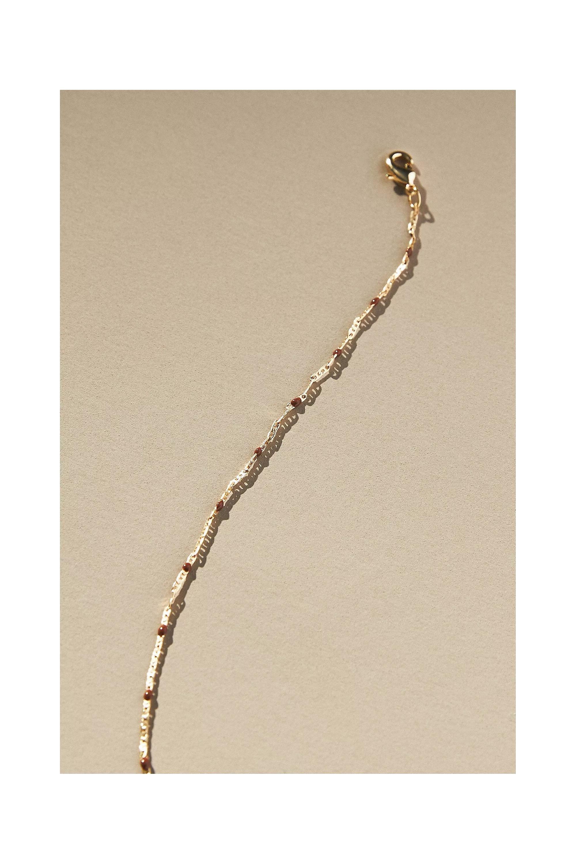 Gold-Plated Delicate Bead Necklace, Brown, A501_0220, large image number 2