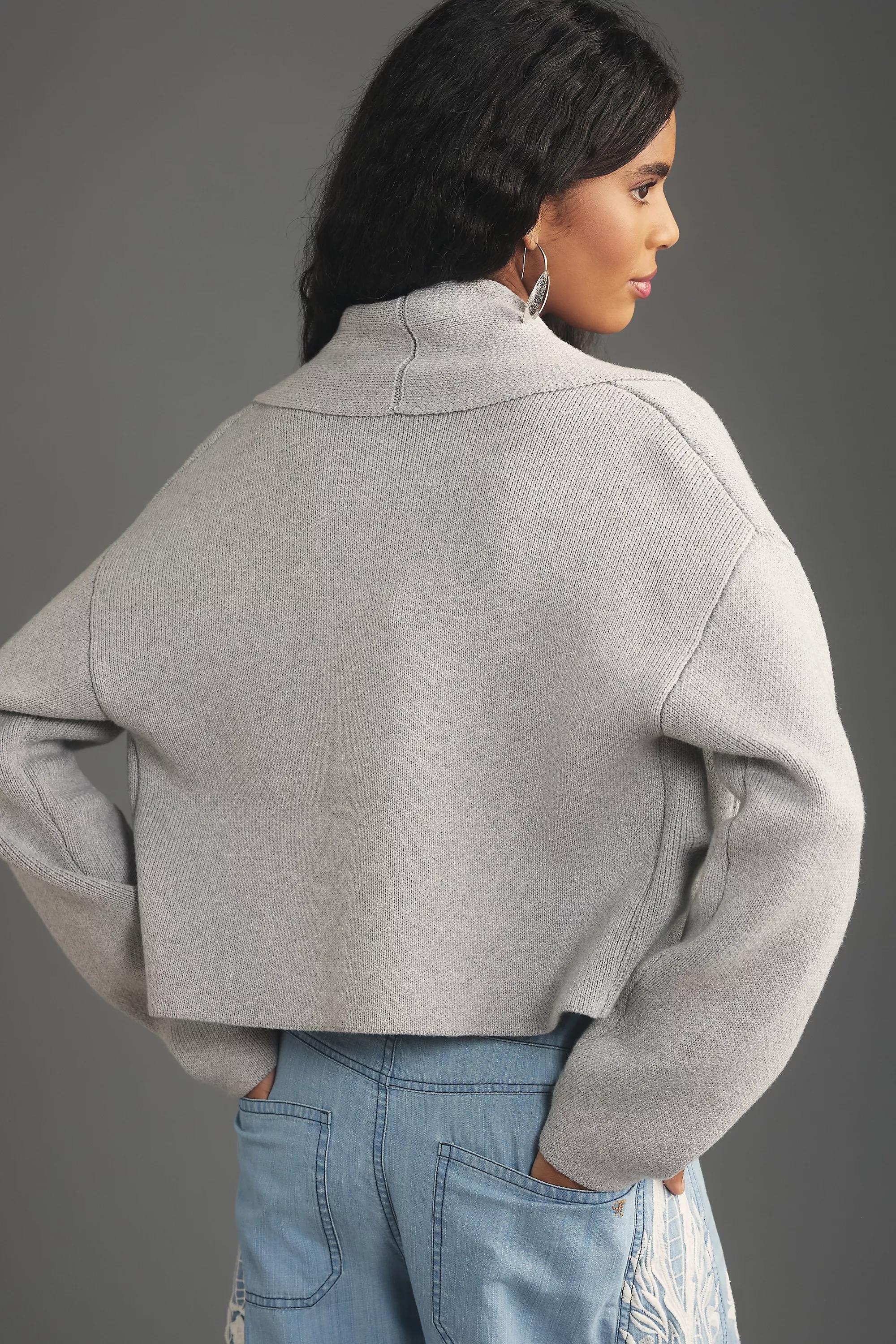 Mariel Cropped Cardigan, Grey, A501_0006, large image number 2
