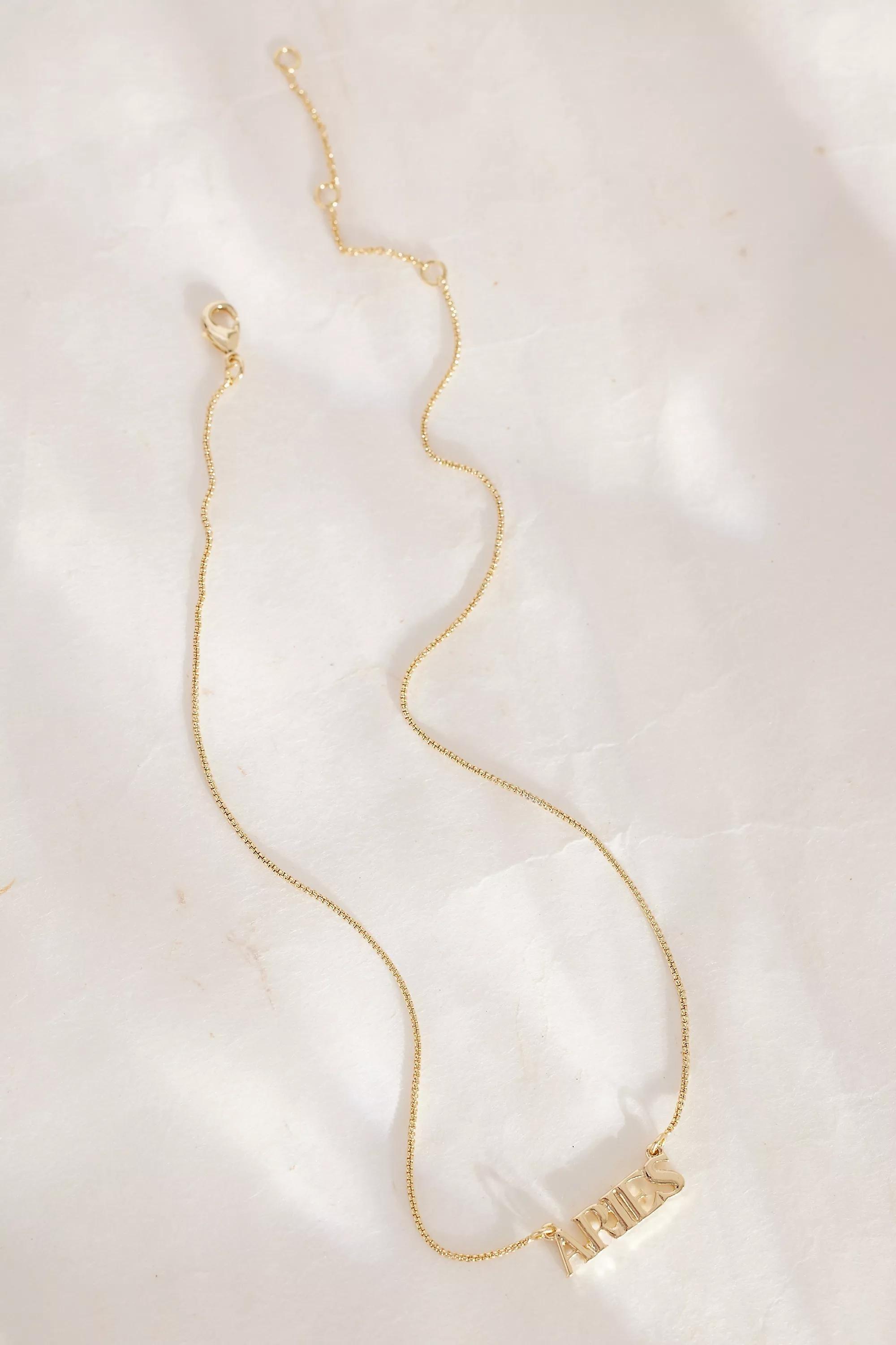 Zodiac Word Necklace, Gold, A501_0801, large image number 0
