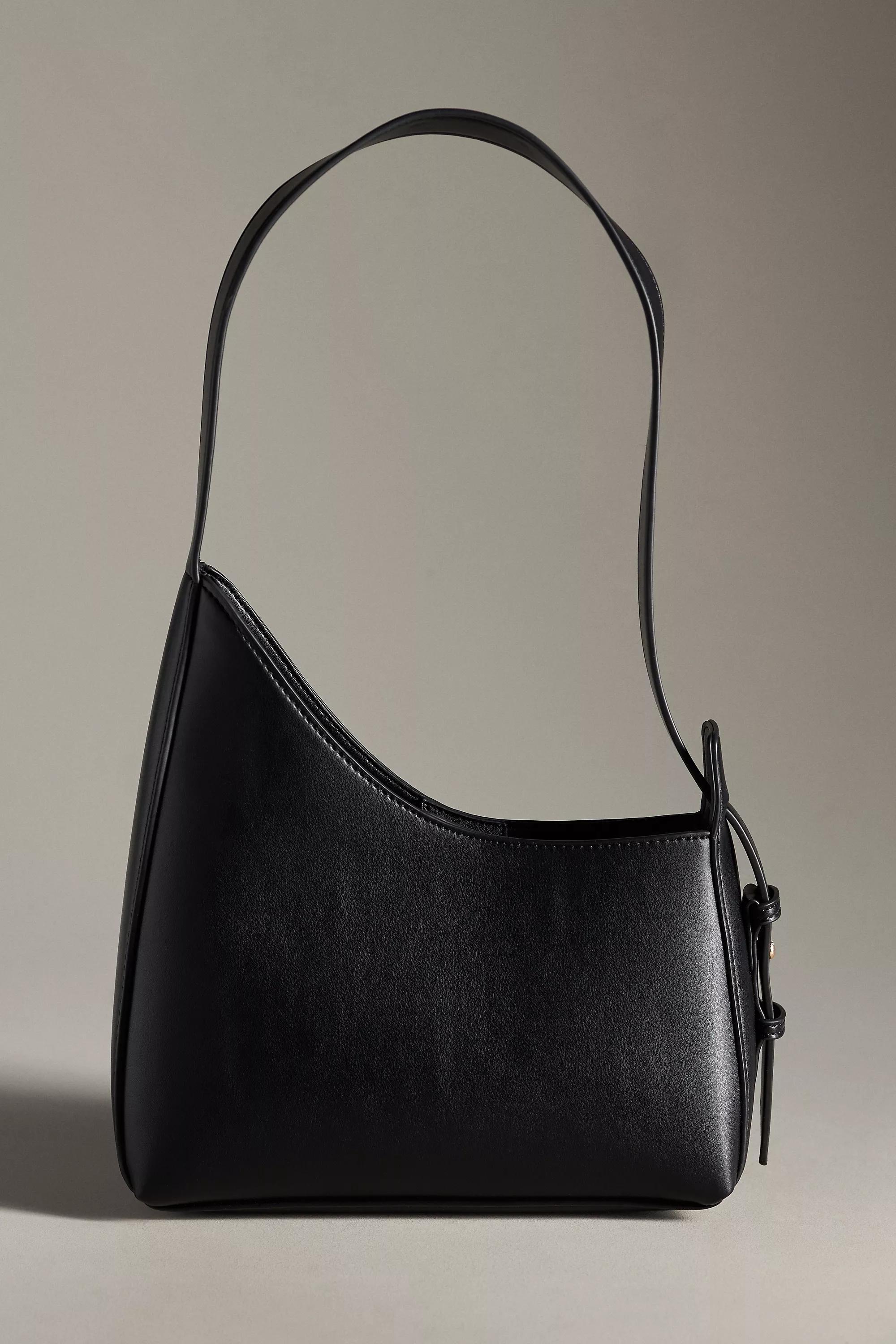Asymmetrical Buckle Shoulder Bag, Black, A501_0001, large image number 0