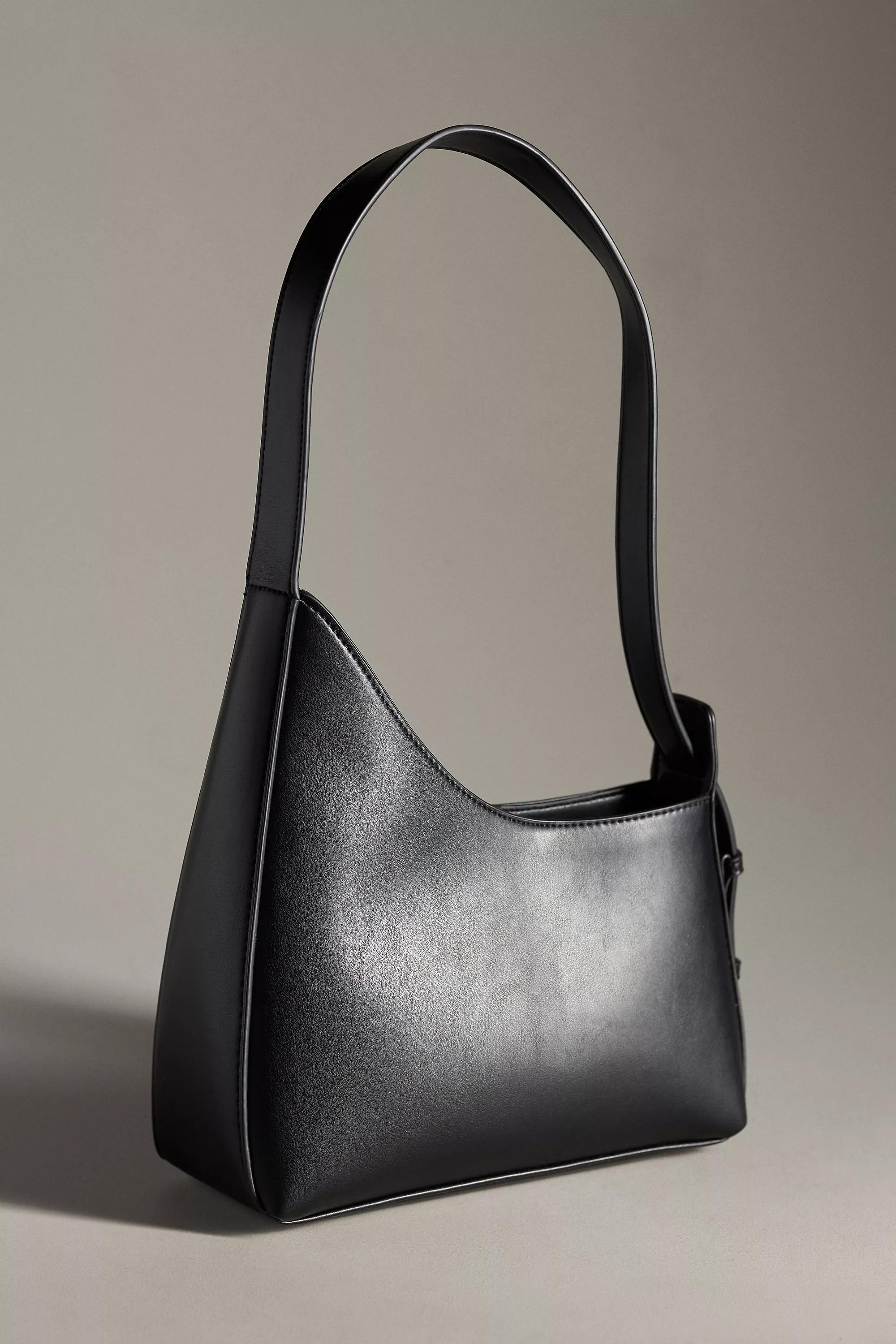Asymmetrical Buckle Shoulder Bag, Black, A501_0001, large image number 1