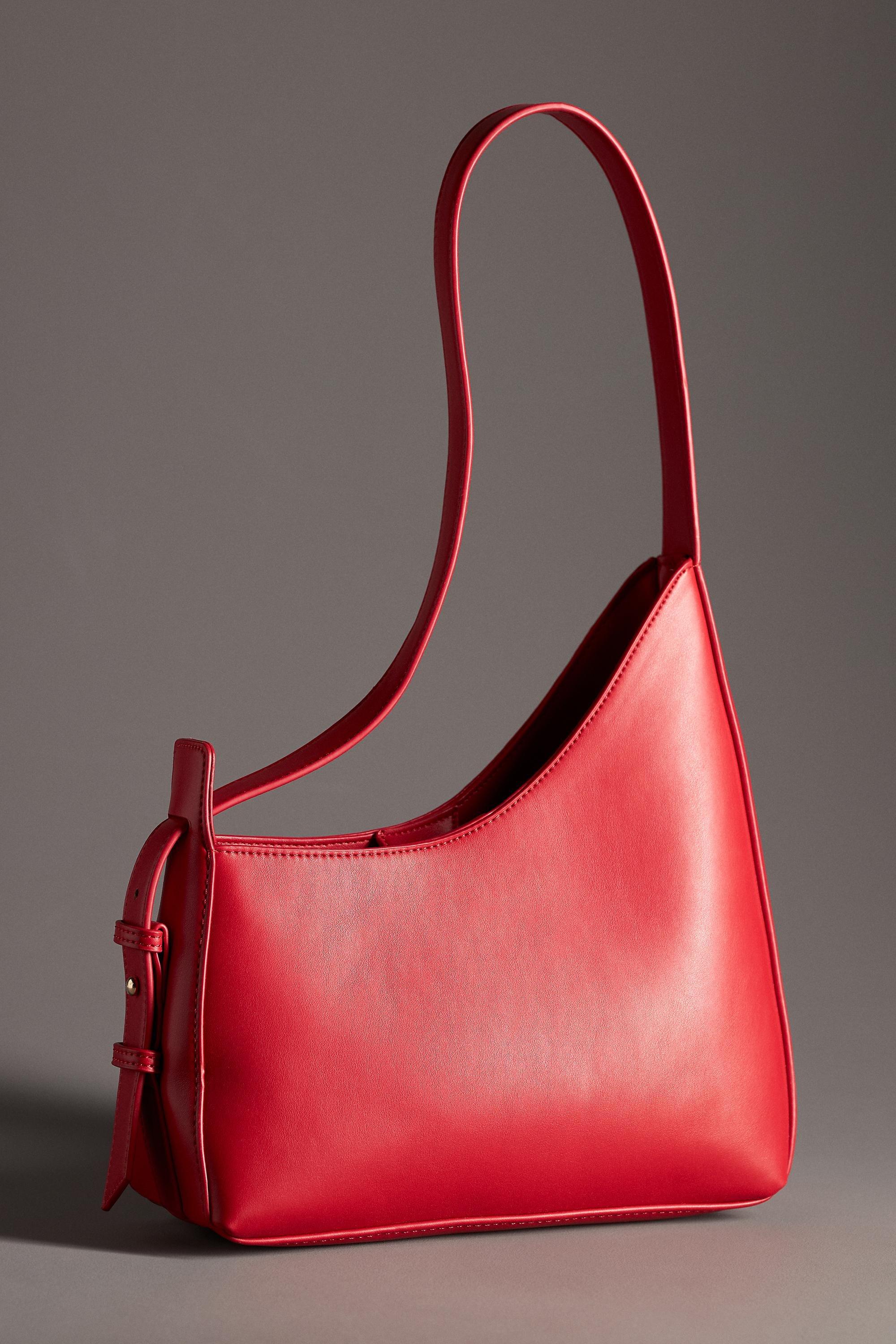 Anthropologie - Asymmetrical Buckle Shoulder Bag, Red