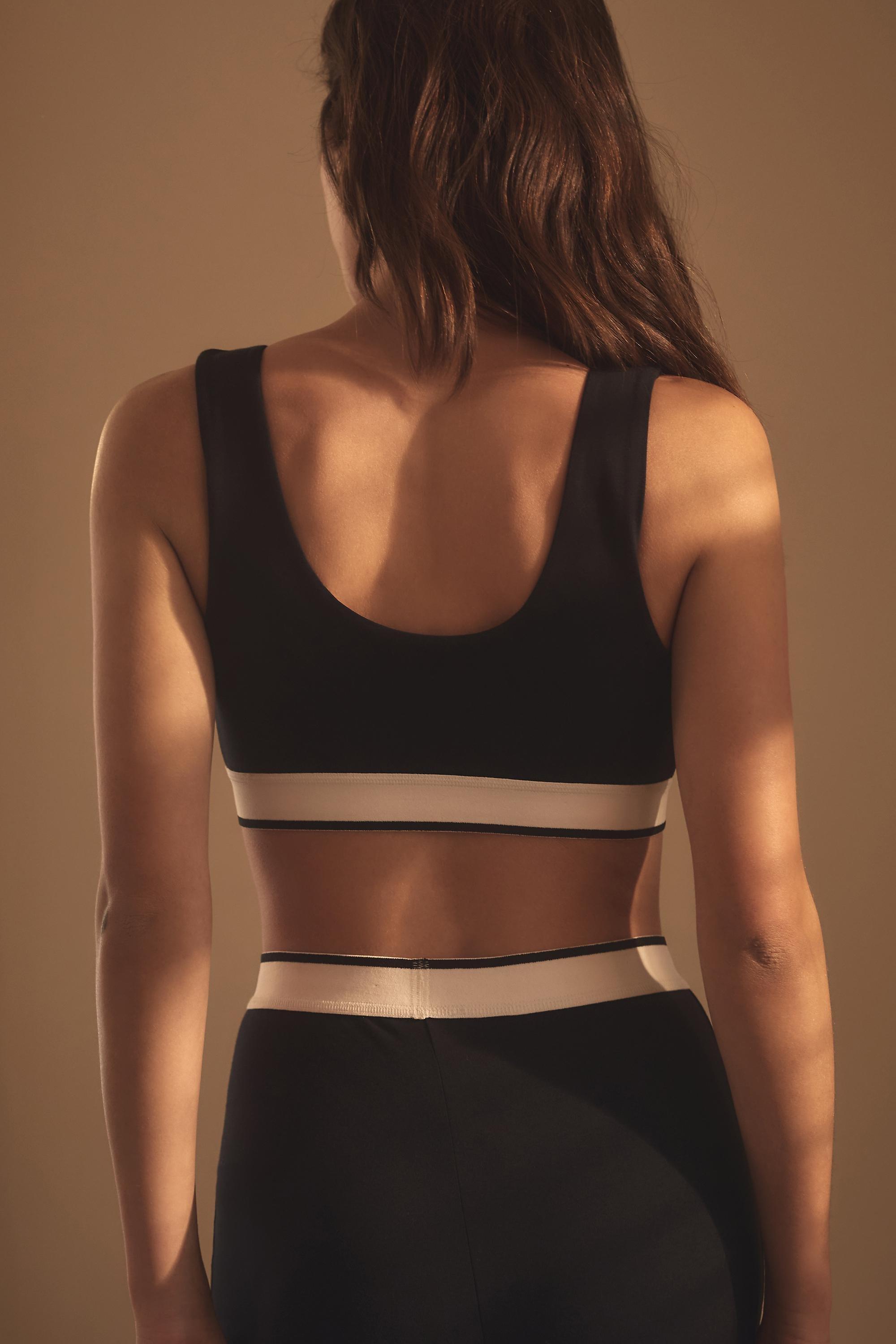 Cotton Scoop-Neck Bralette, Black, A501_0001, large image number 2