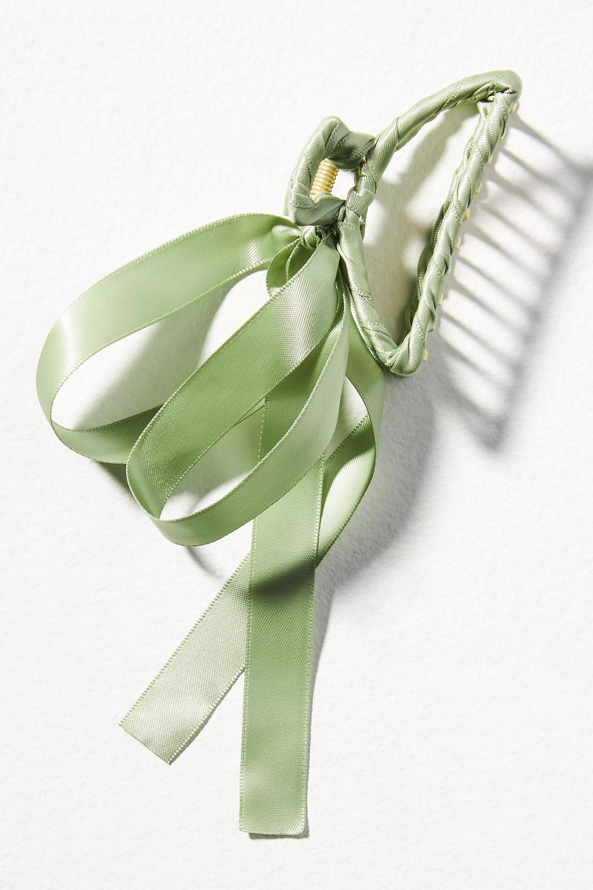 Bow Hair Claw Clip, Green, A501_0031, large image number 2
