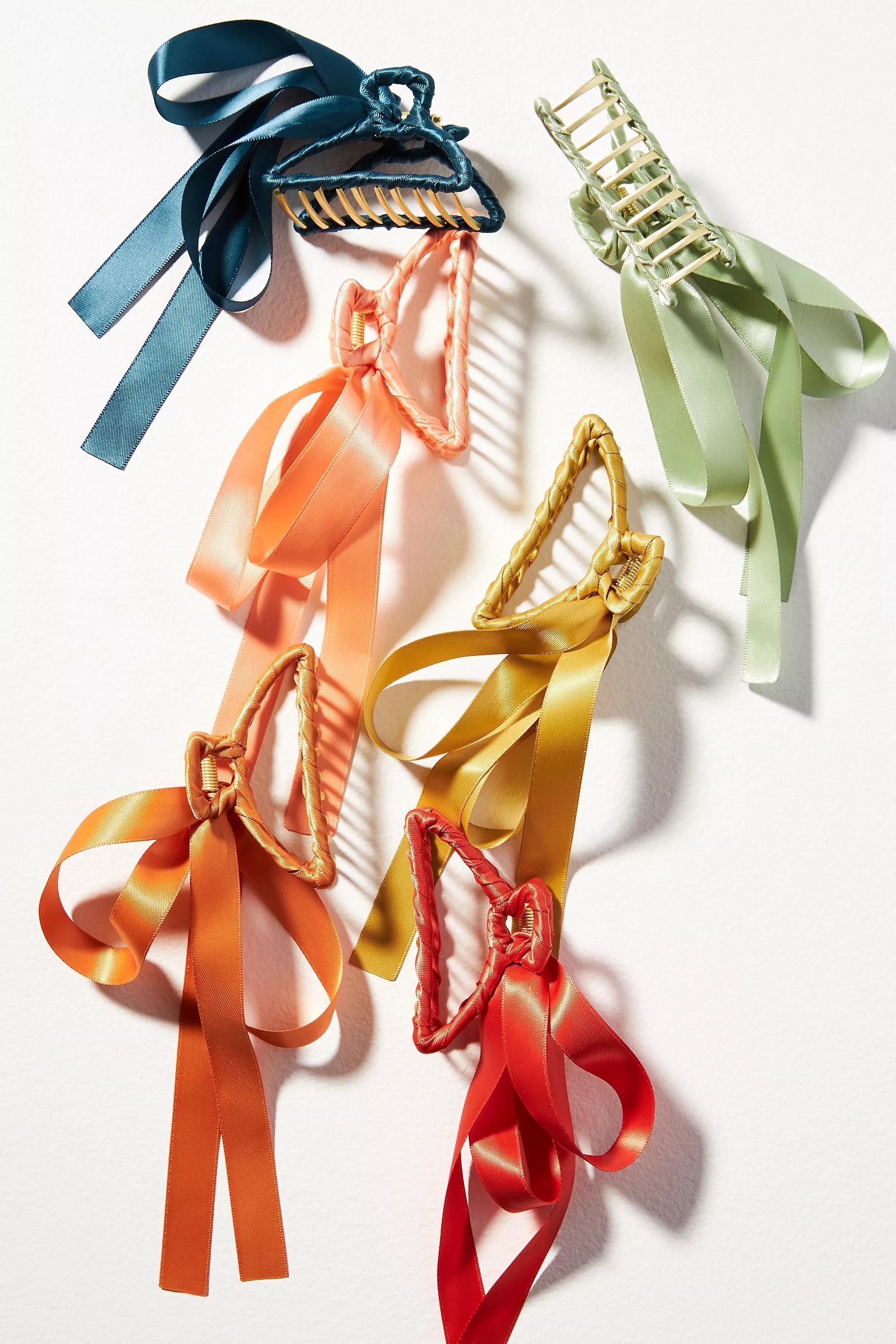 Bow Hair Claw Clip, Green, A501_0031, large image number 3
