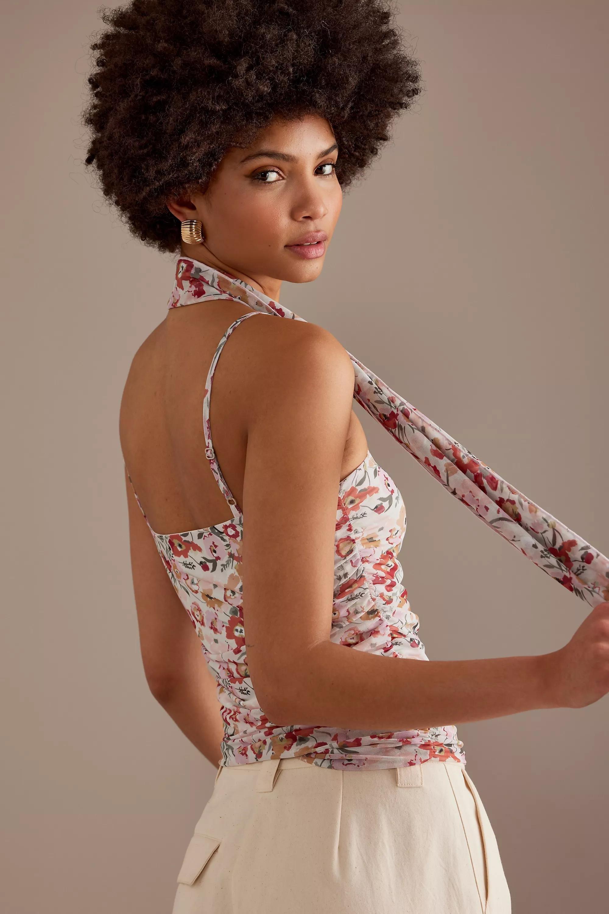 Ruched Sleeveless Scarf-Detailed Top, Multicolour, A501_0000, large image number 1