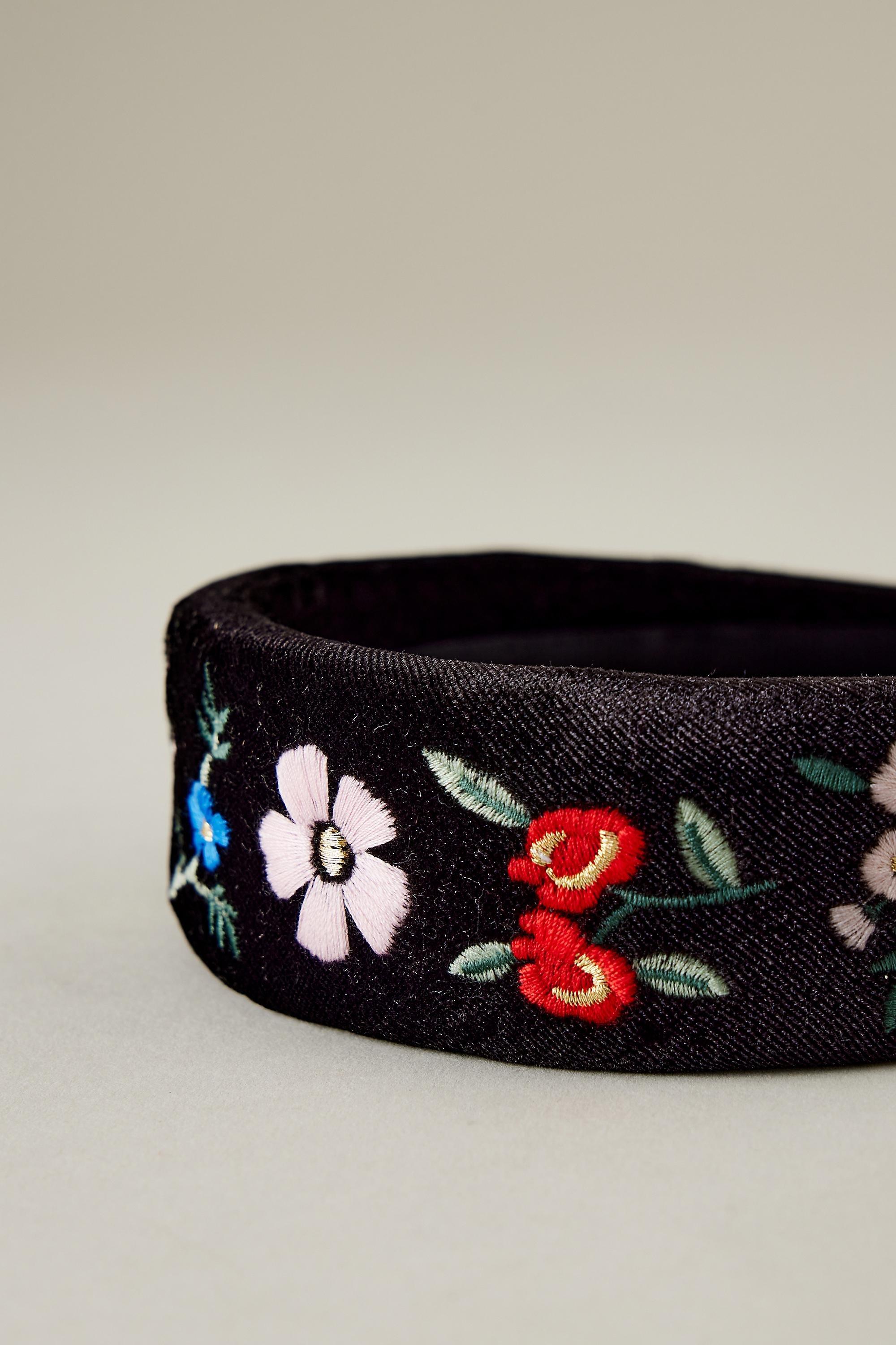 Hawthorne Embroidered Headband, Black, A501_0000, large image number 1