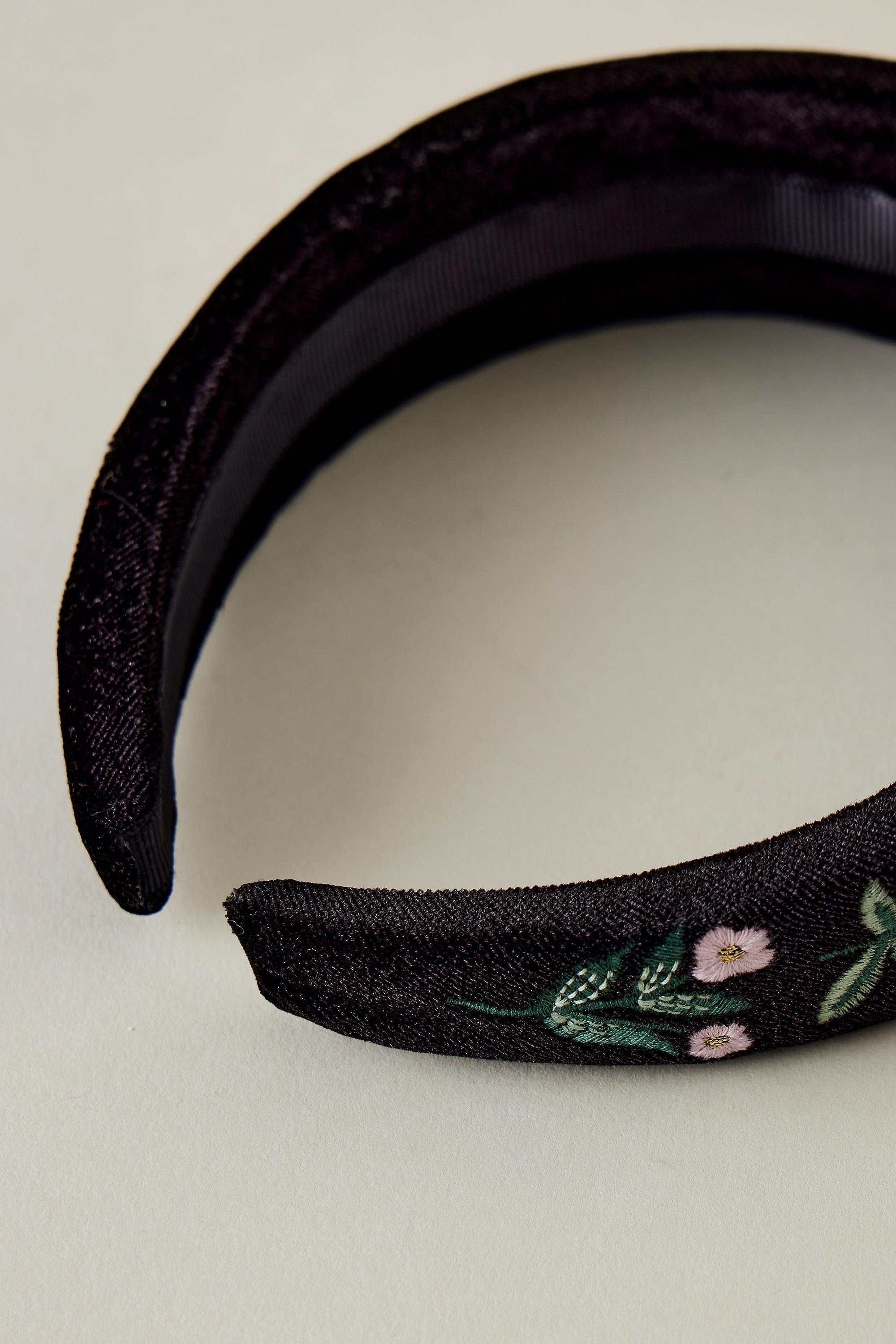 Hawthorne Embroidered Headband, Black, A501_0000, large image number 2