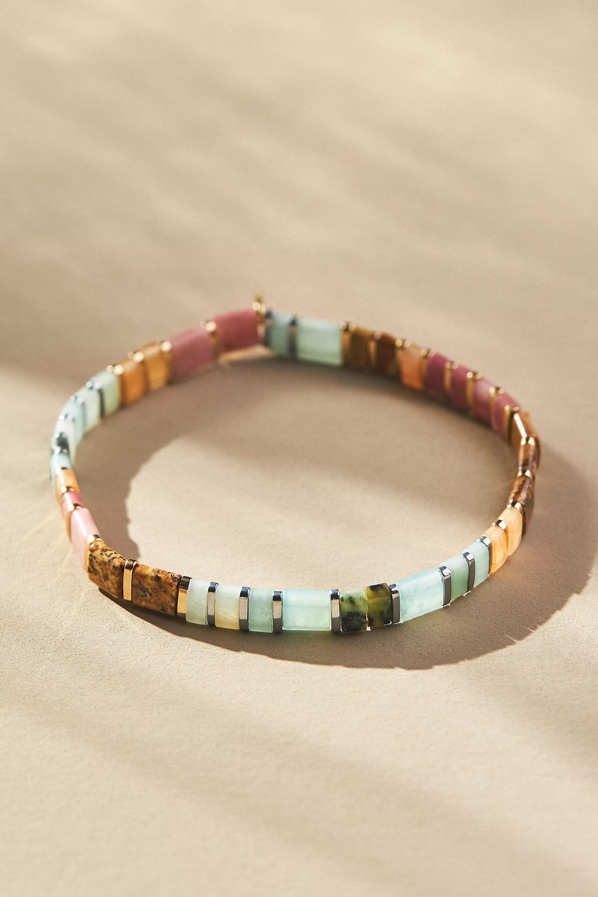 14K Colourful Beaded Chicklet Bracelet, Multicolour, A501_0028, large image number 0