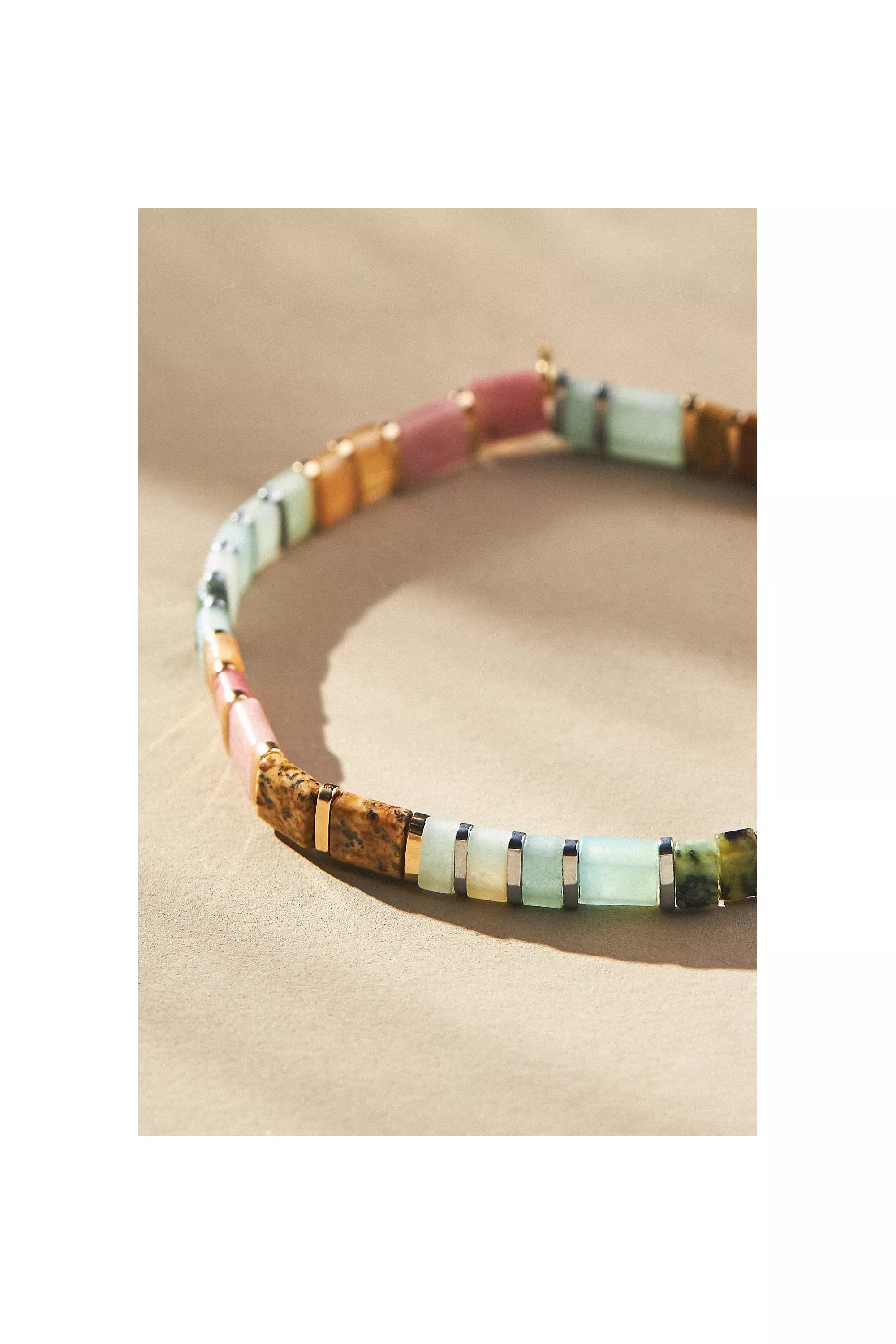 14K Colourful Beaded Chicklet Bracelet, Multicolour, A501_0028, large image number 3