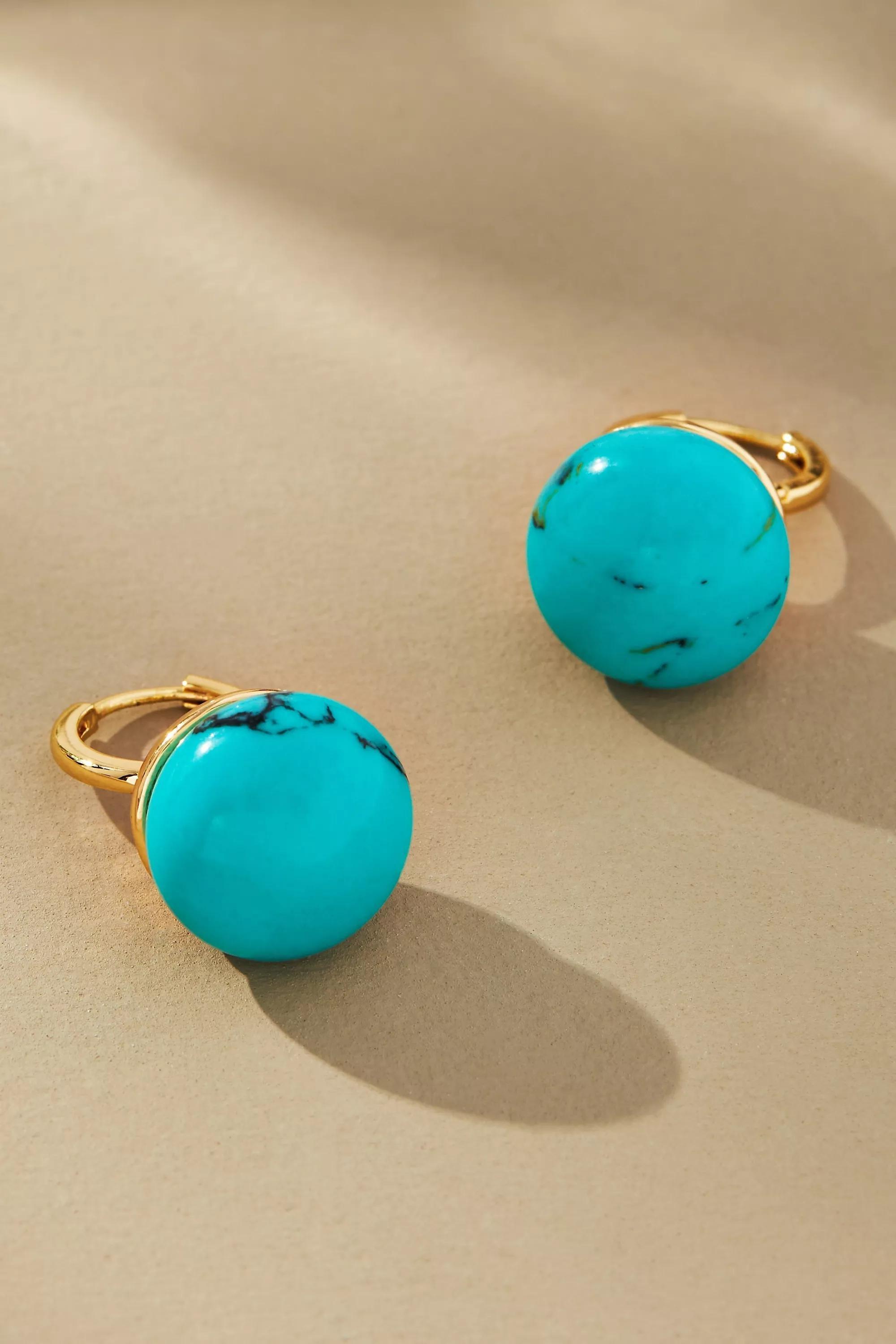 14K Gold-Plated Mini Gem Drop Earrings, Blue, A501_0046, large image number 0