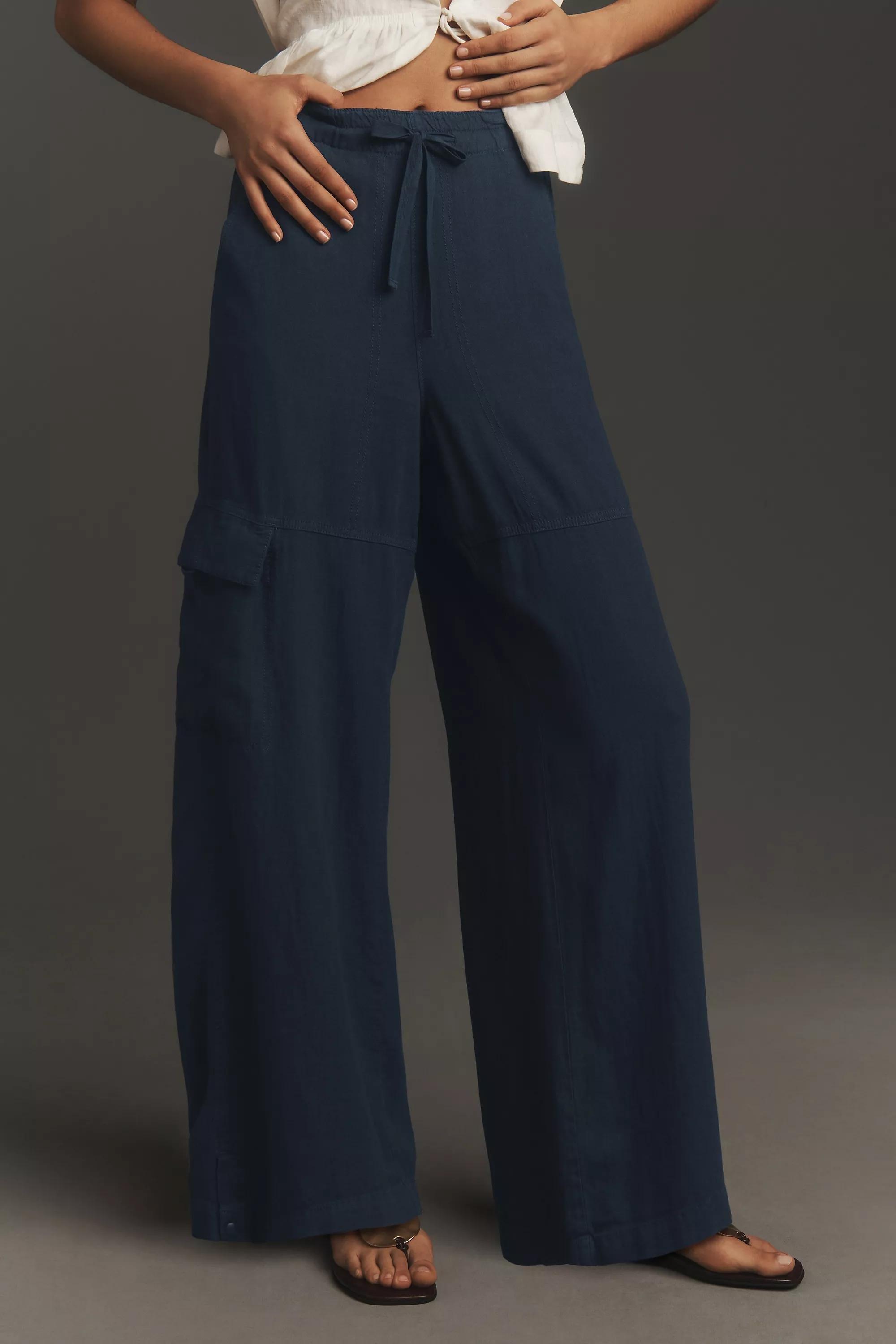 Pilcro 808 Linen Beach Cargo Pants, Navy, A501_0041, large image number 1