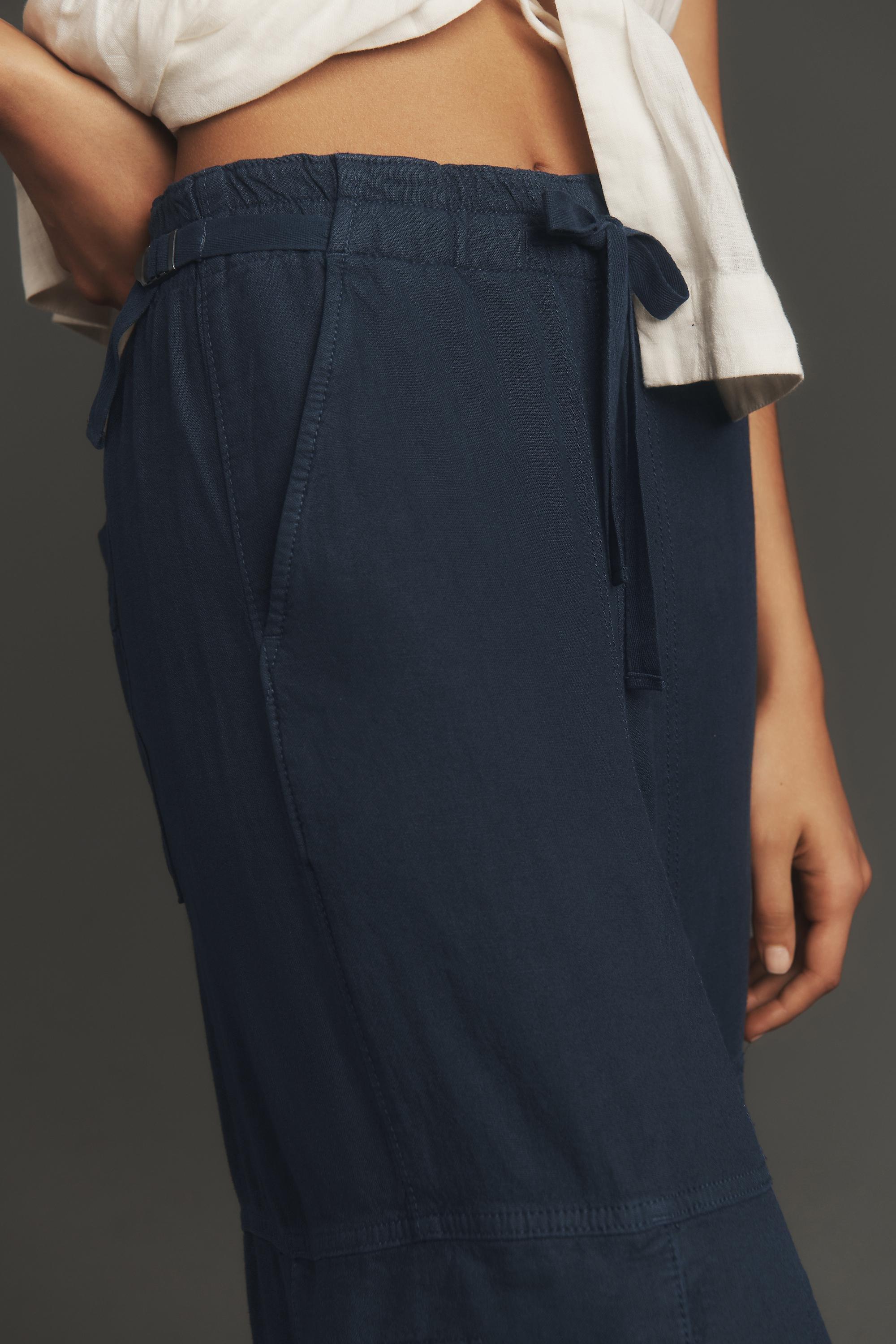 Pilcro 808 Linen Beach Cargo Pants, Navy, A501_0041, large image number 3