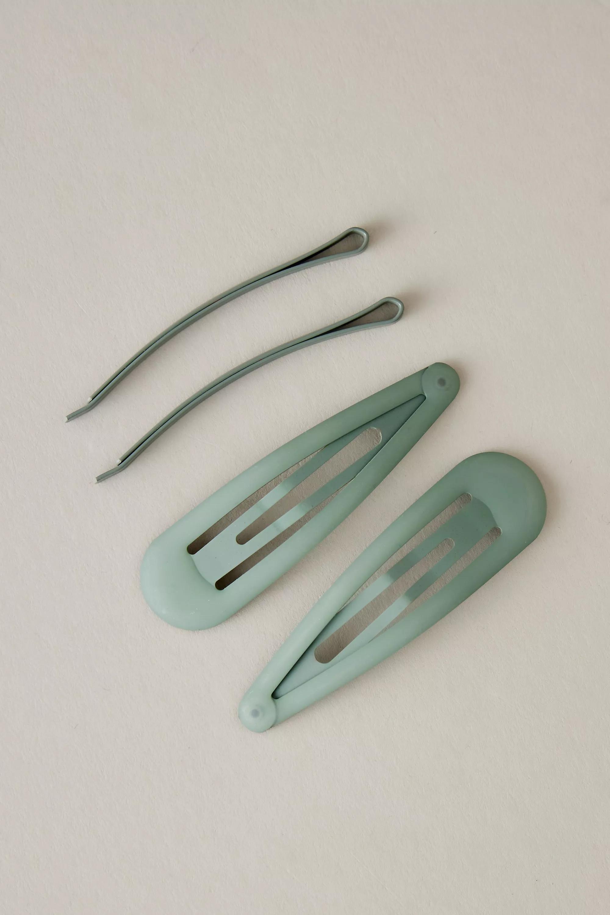 Matte Snap Hair Clips, Set Of 4, Blue, A501_0040, large image number 0