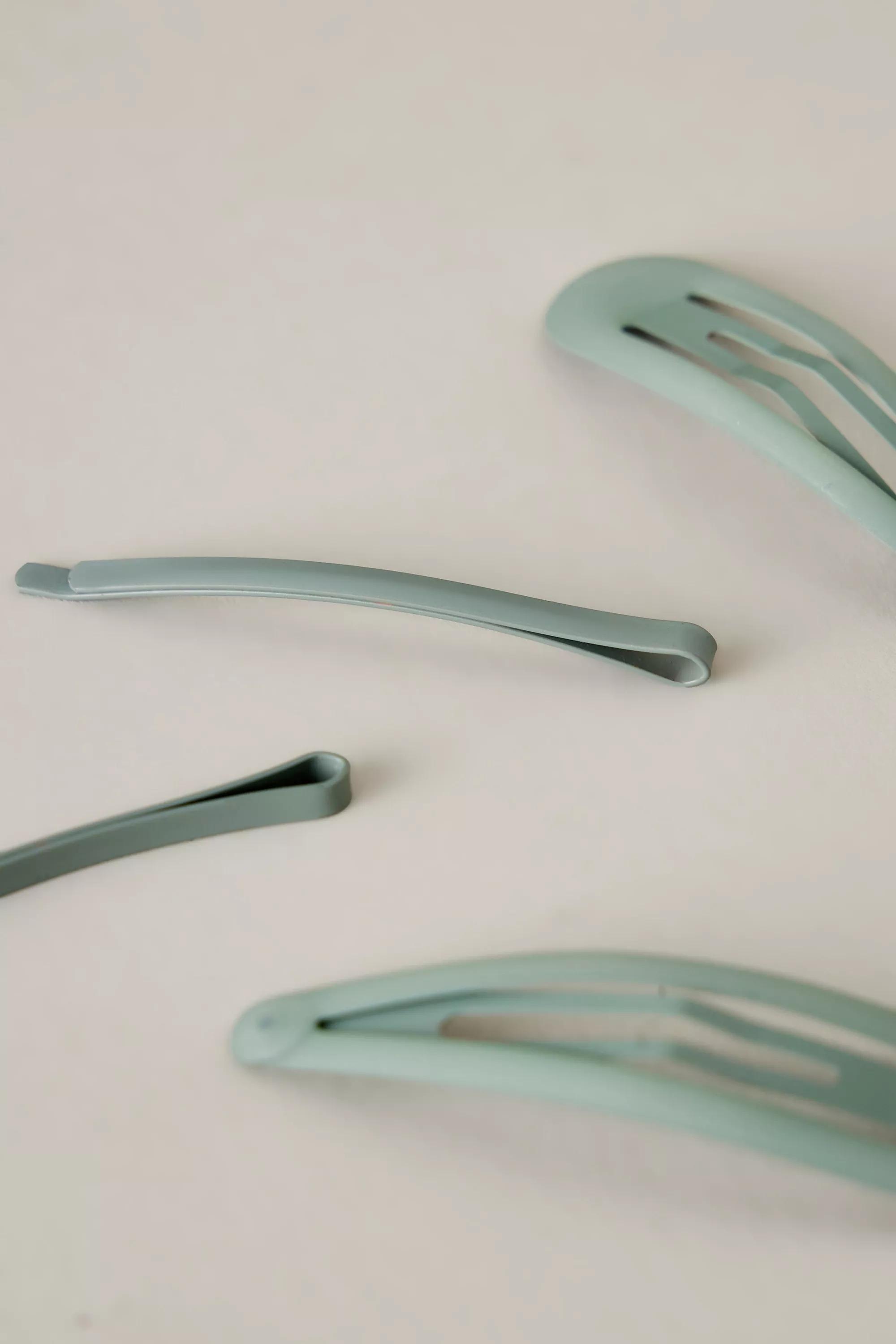 Matte Snap Hair Clips, Set Of 4, Blue, A501_0040, large image number 1