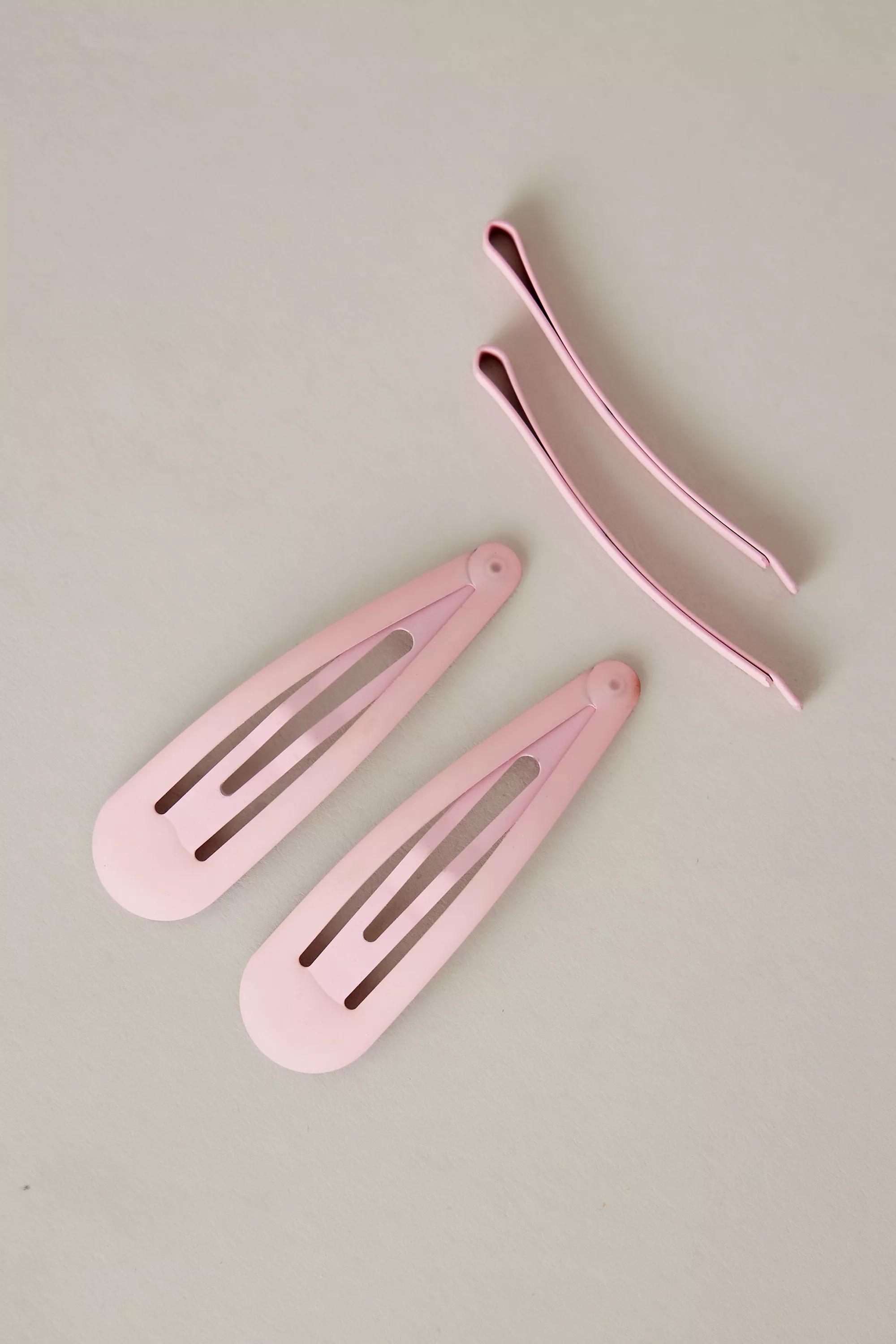 Matte Snap Hair Clips, Set Of 4, Pink, A501_0066, large image number 0