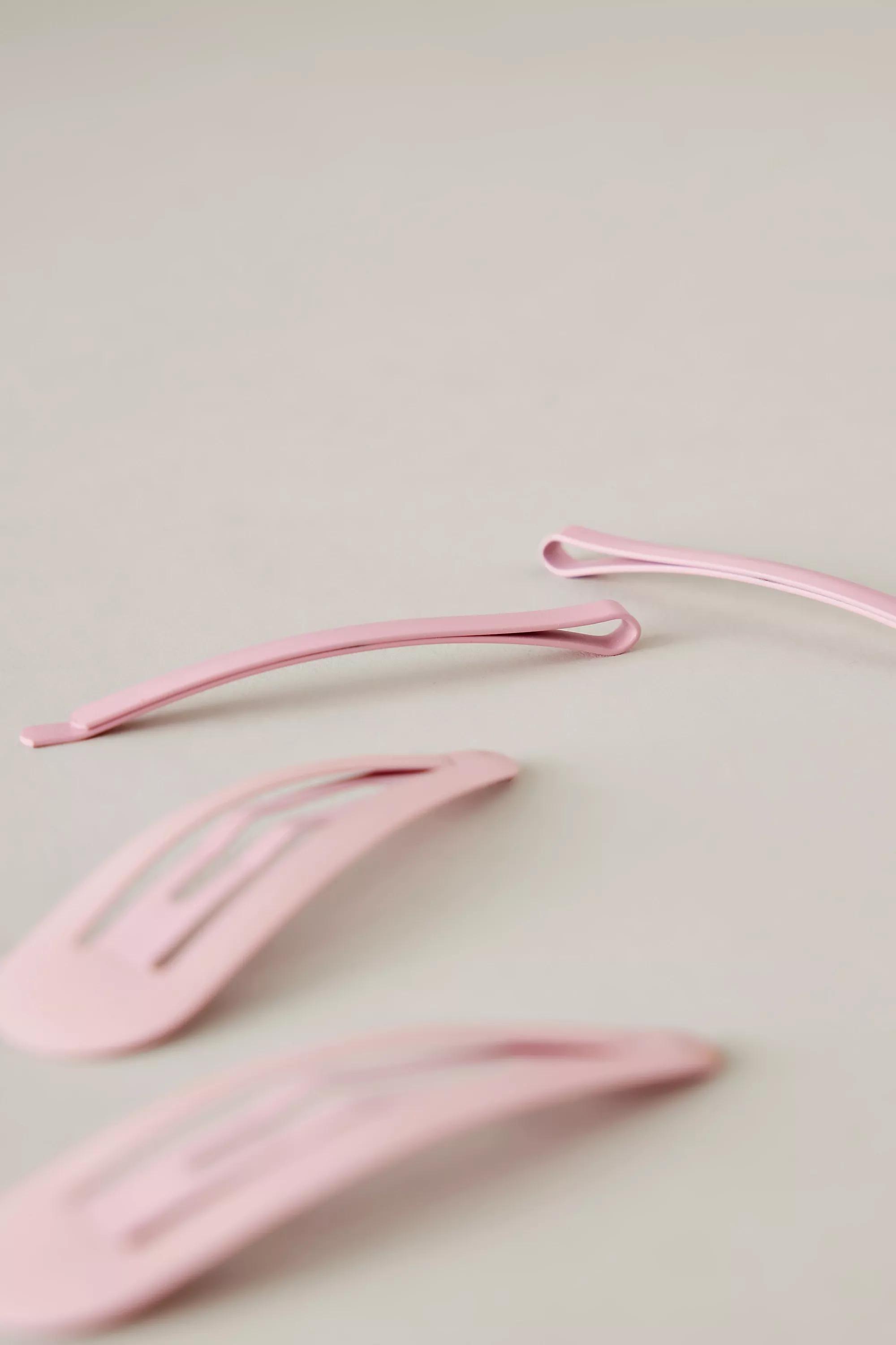 Matte Snap Hair Clips, Set Of 4, Pink, A501_0066, large image number 1