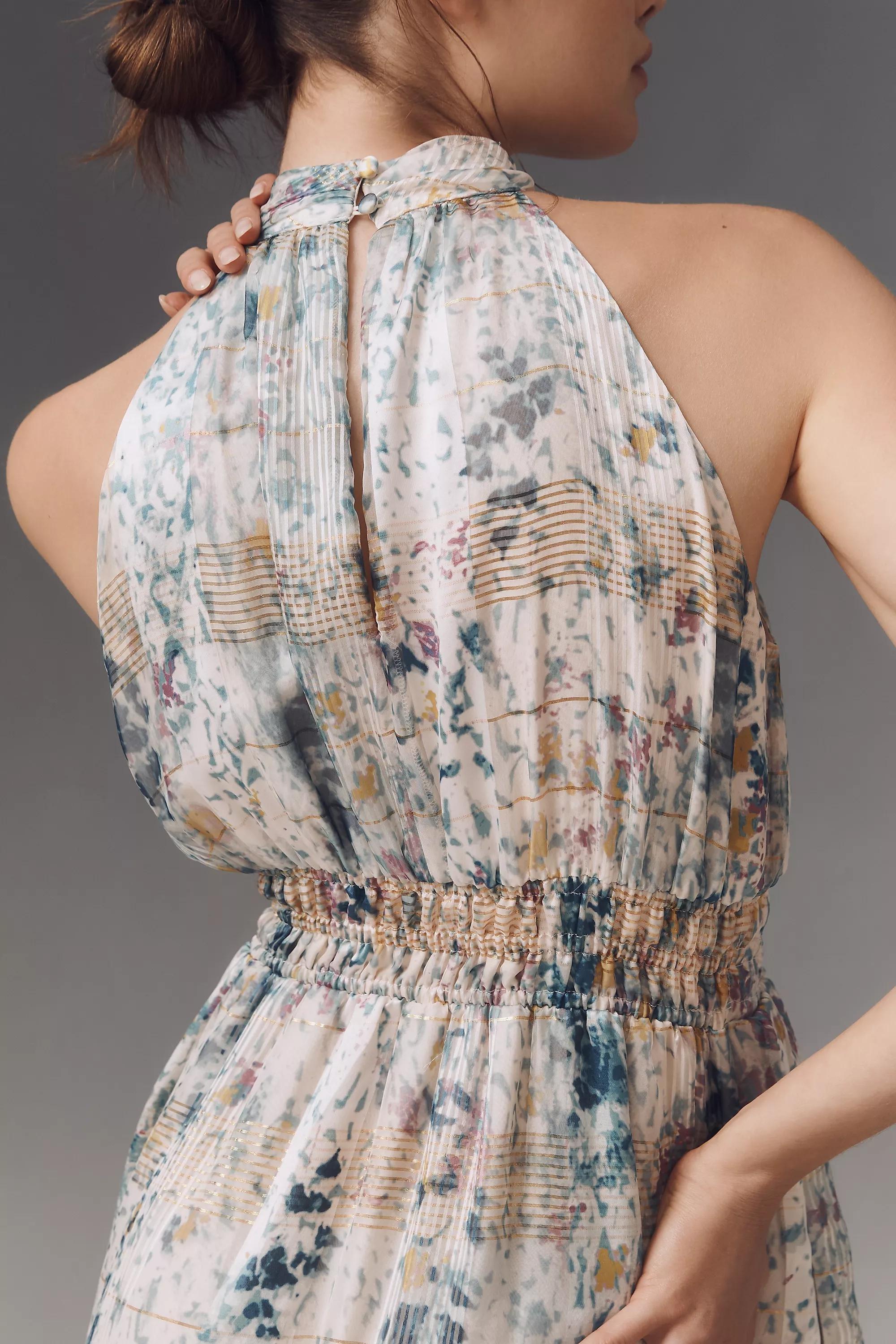 Anthropologie Floral Milkmaid Maxi Dress, Blue, , large image number 3