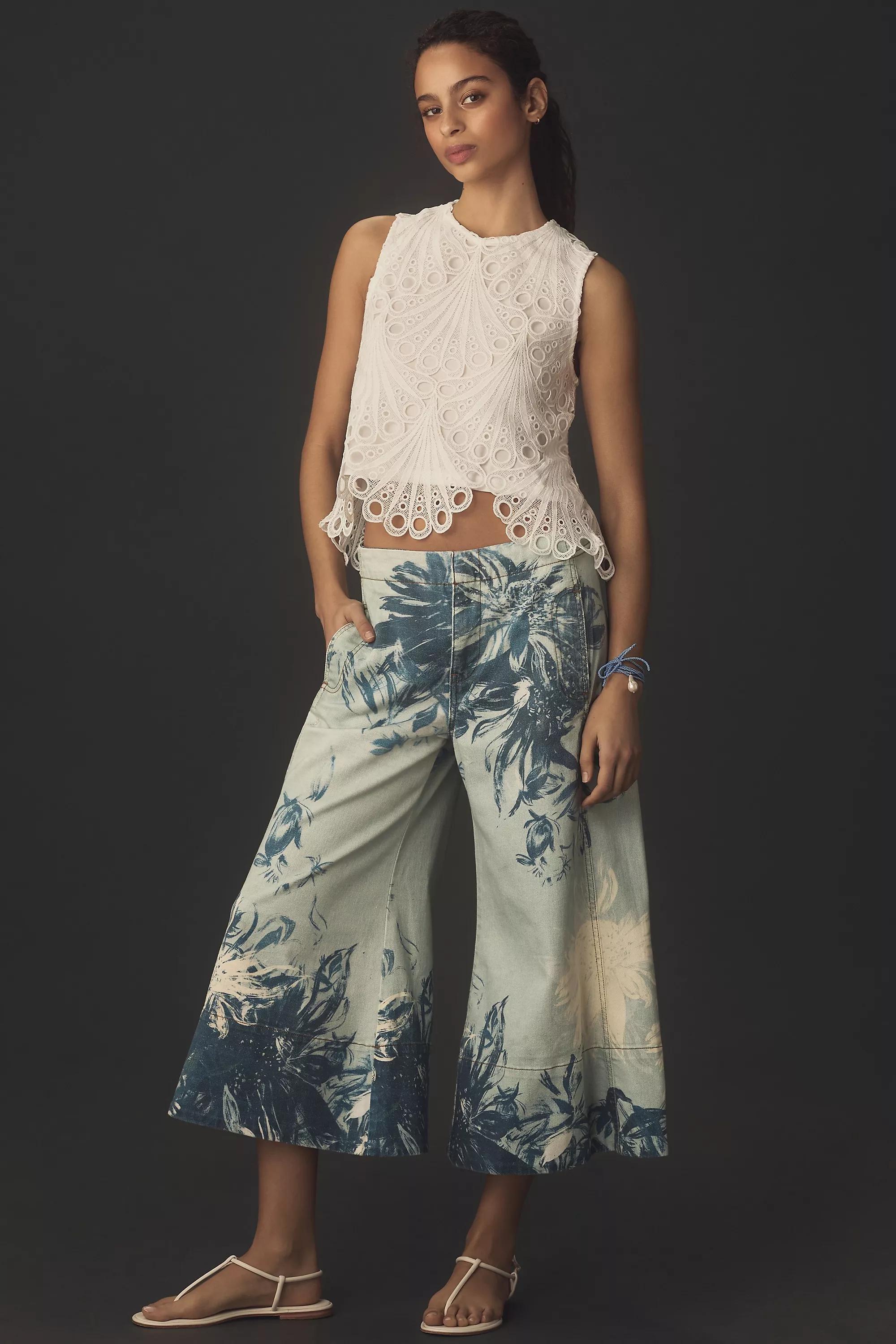 Blue Tassel Detailed Tank Top, White, , large image number 1