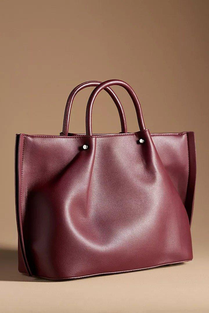 Urban Originals Faux-Leather Tote Bag, Wine, A501_0061, large image number 0