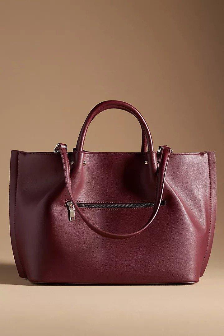 Urban Originals Faux-Leather Tote Bag, Wine, A501_0061, large image number 1